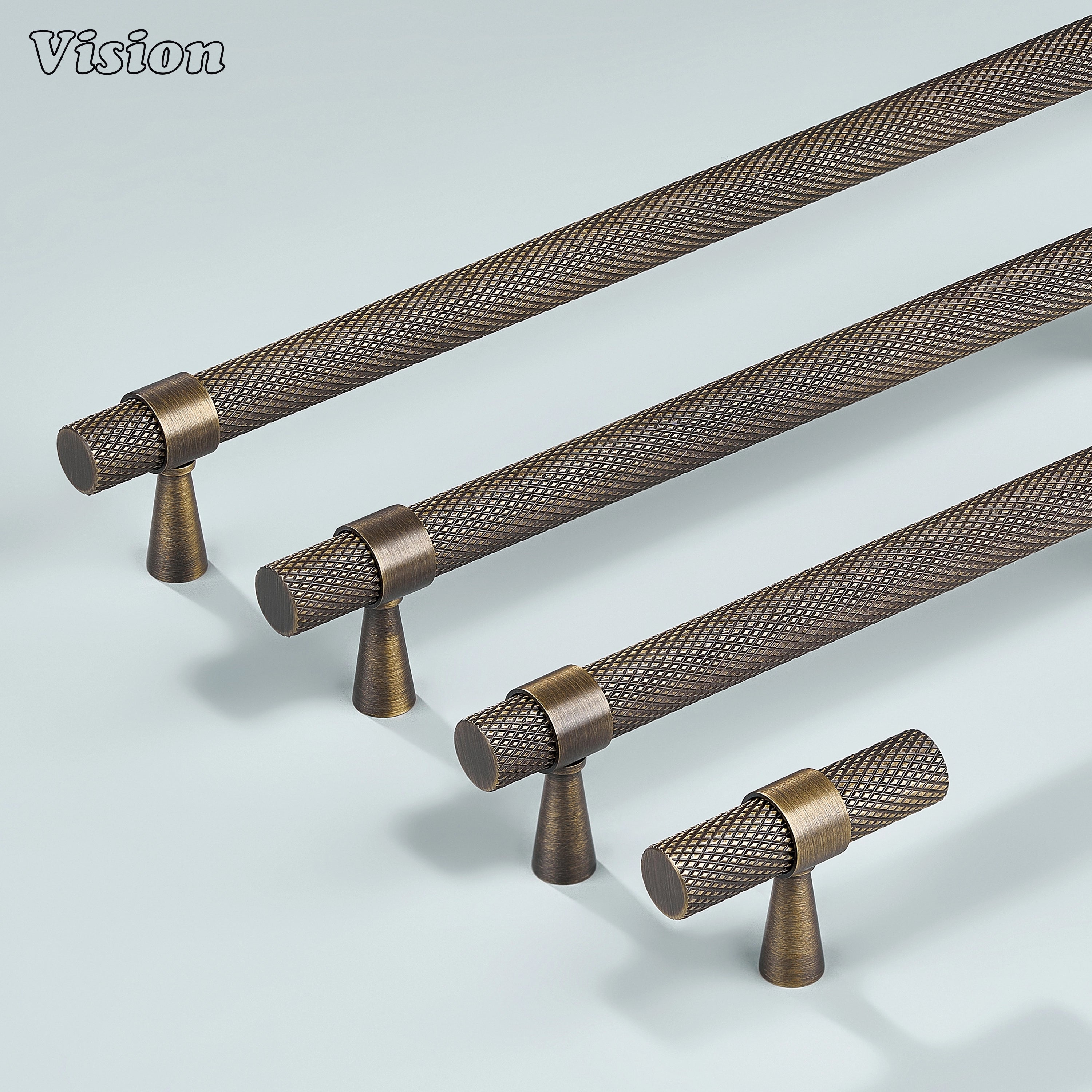 Classic antique bronze knurled handle used for cupboards and furniture.