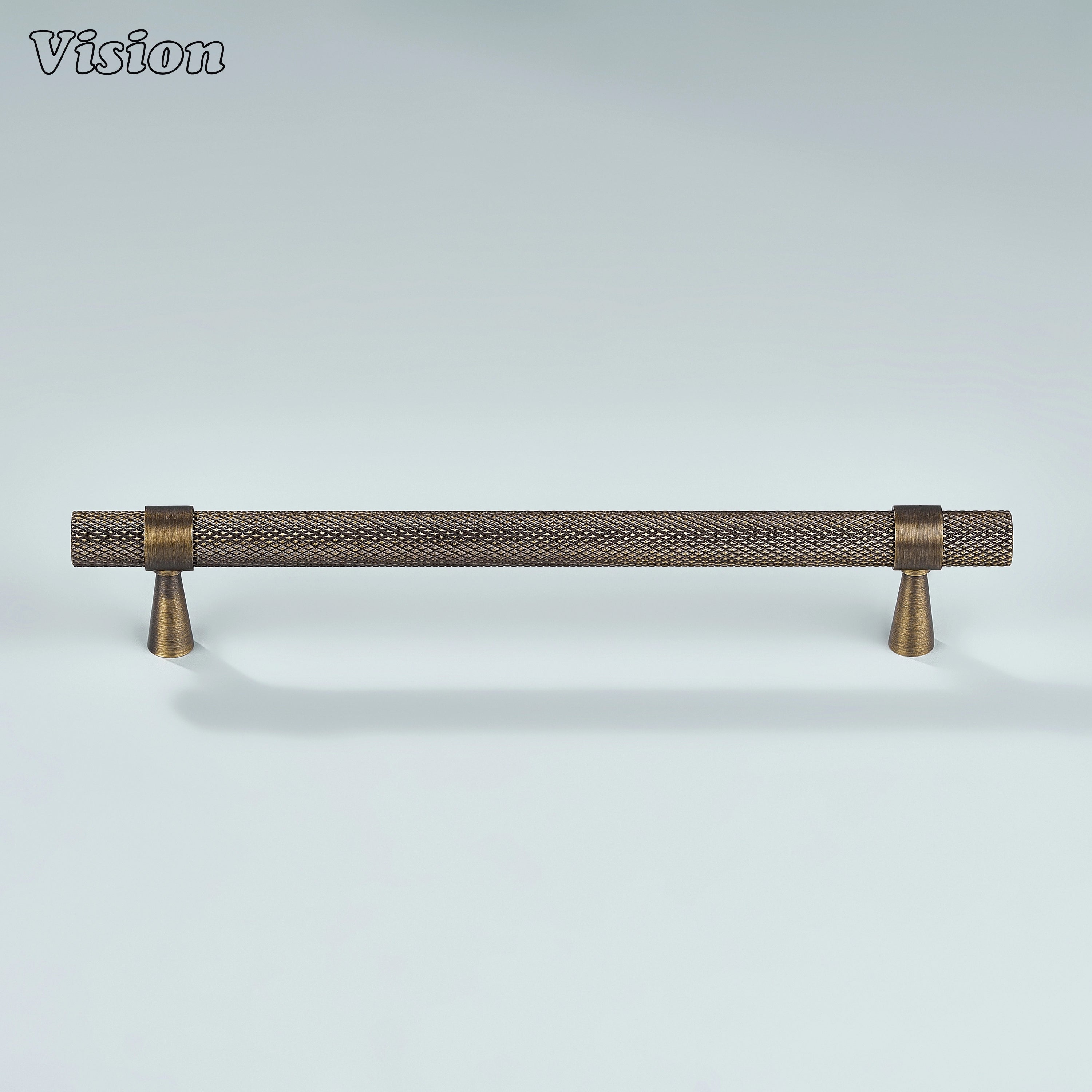 Solid brass antique bronze Canyon handle for bathroom cabinets.