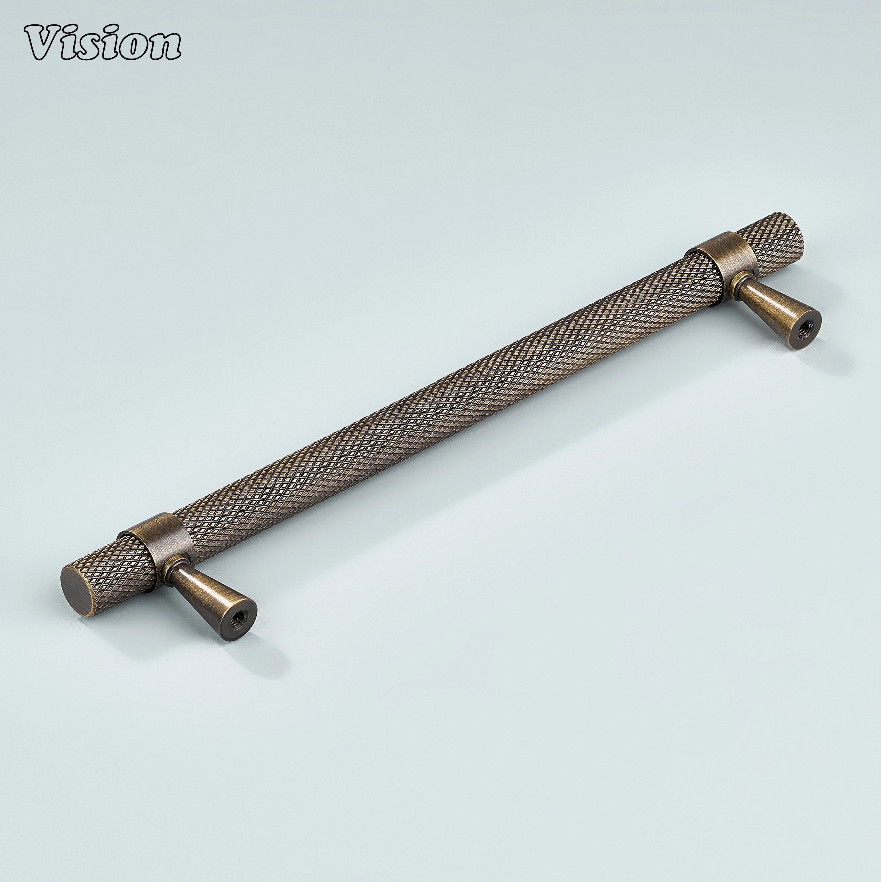 Vintage-style antique bronze Canyon handle with brass finish for wardrobes.
