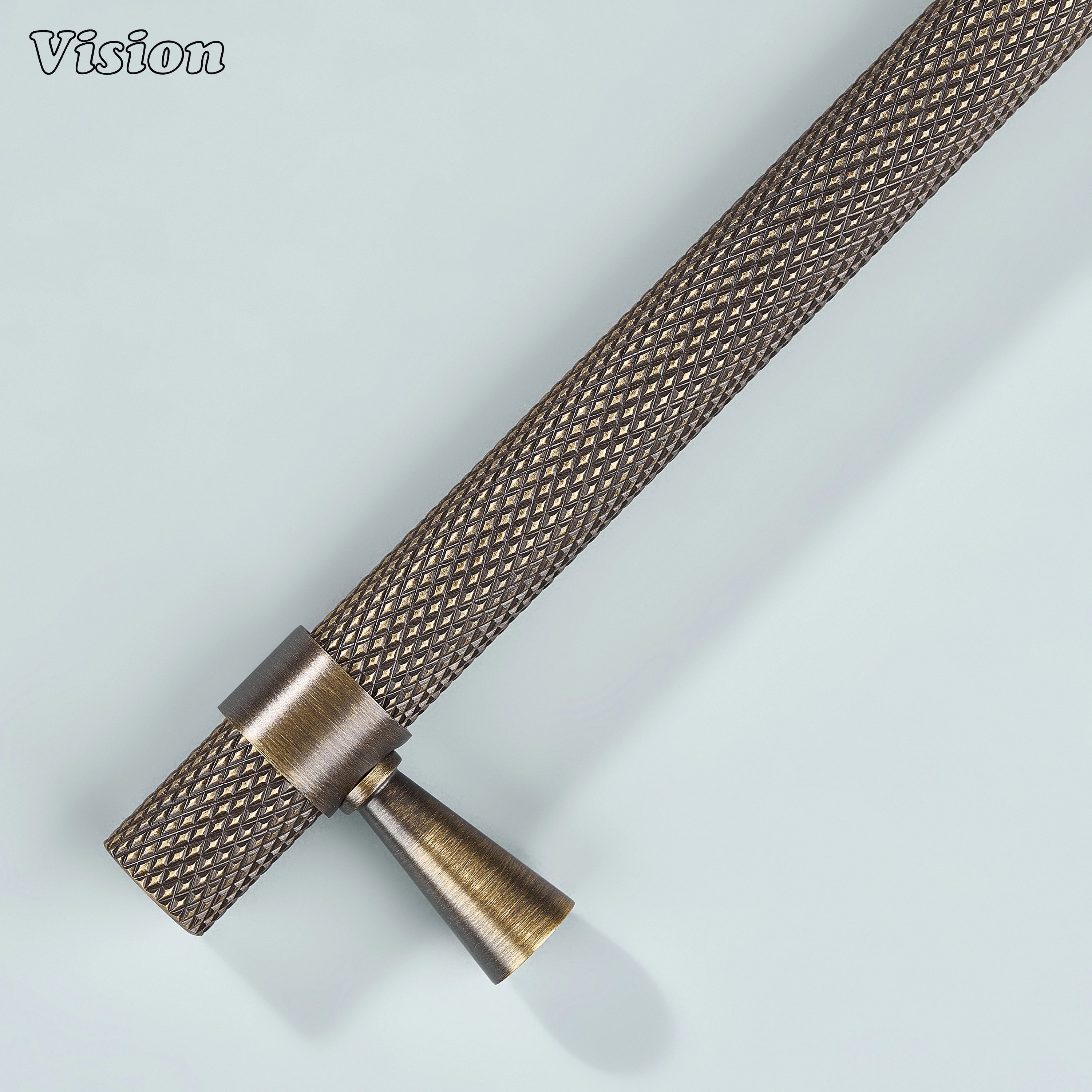 Durable antique bronze brass handle designed for cupboards and closets.