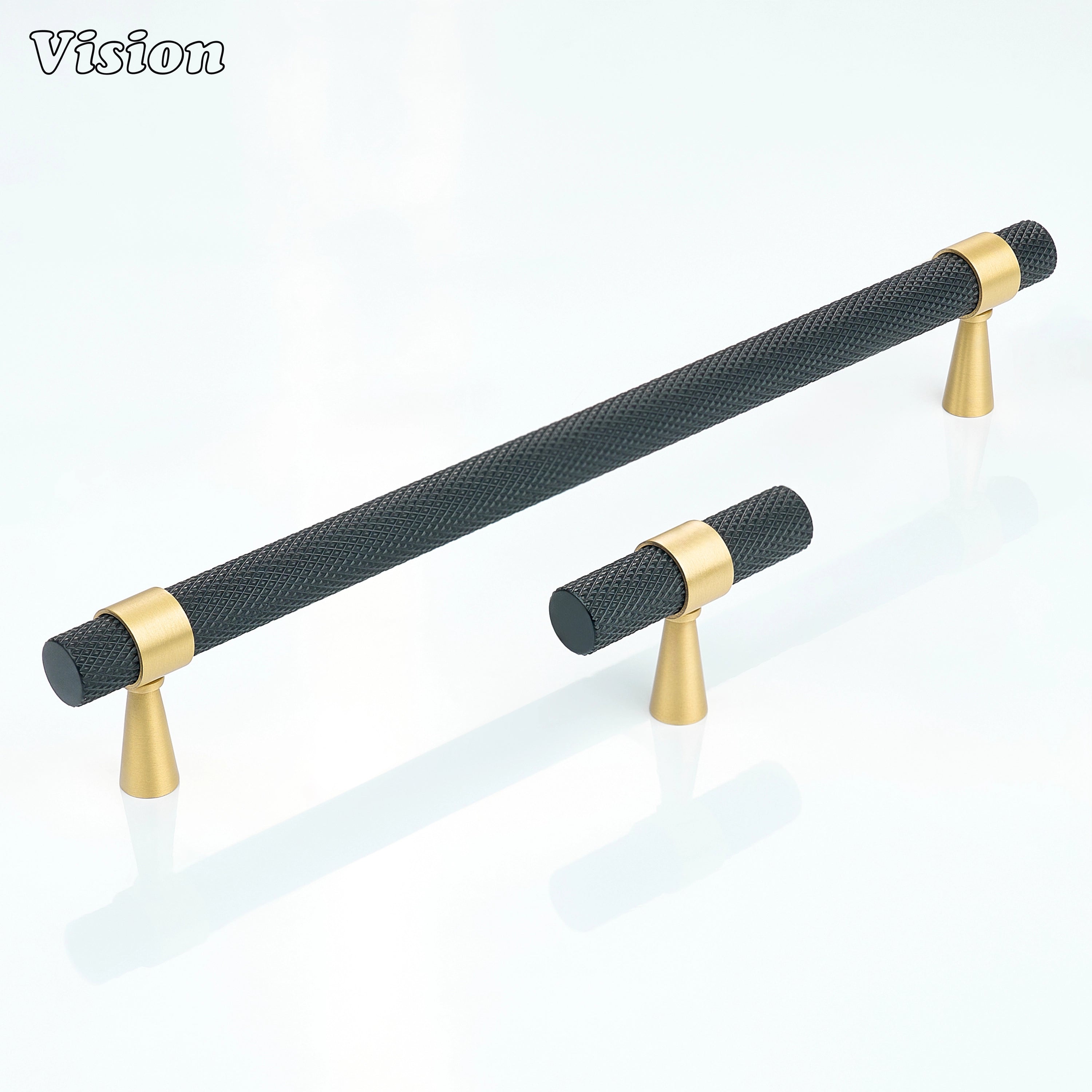 Knurled cabinet handle in Black and Gold finish for wardrobes