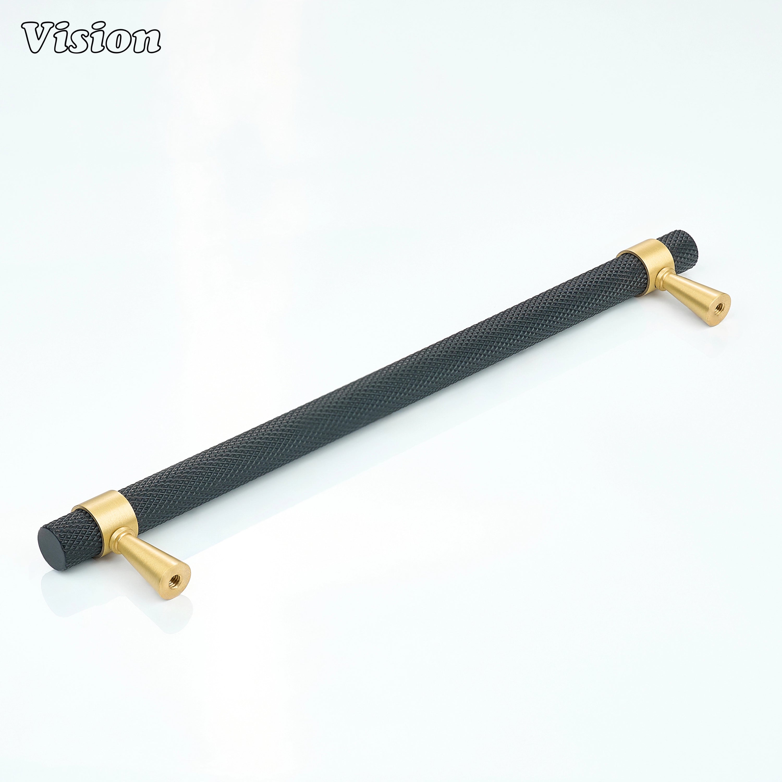Black and Gold knurled cabinet handle for drawers and furniture