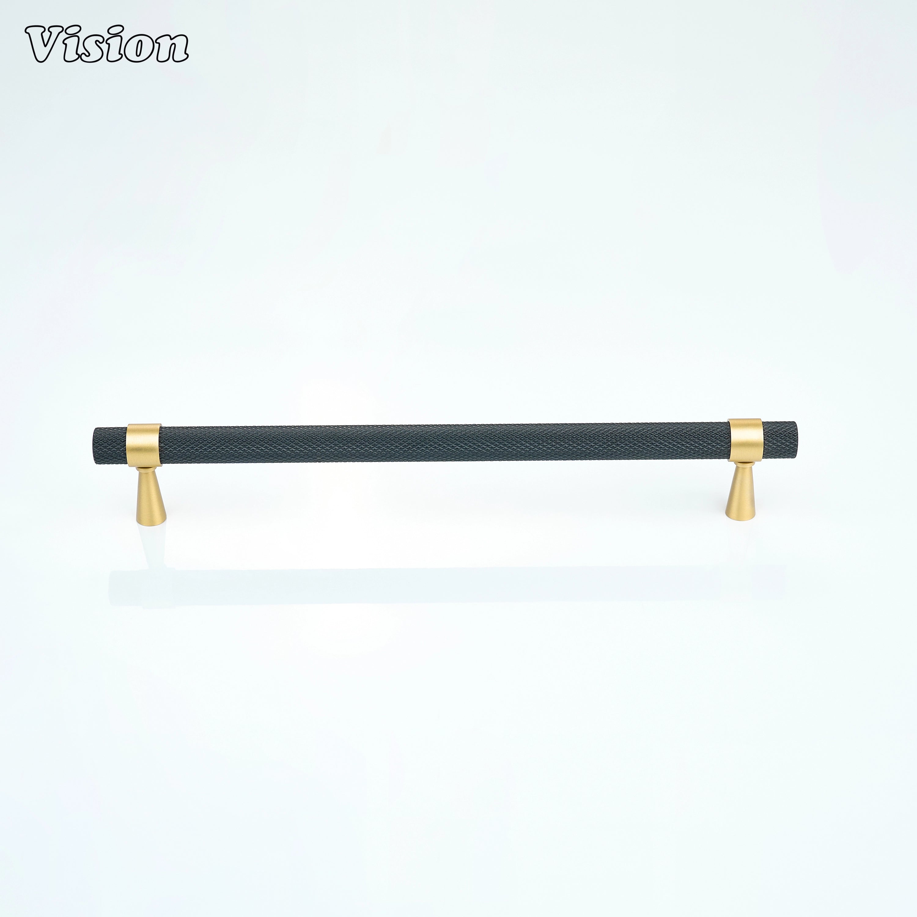 Black and Gold cabinet handle with textured grip for kitchen drawers