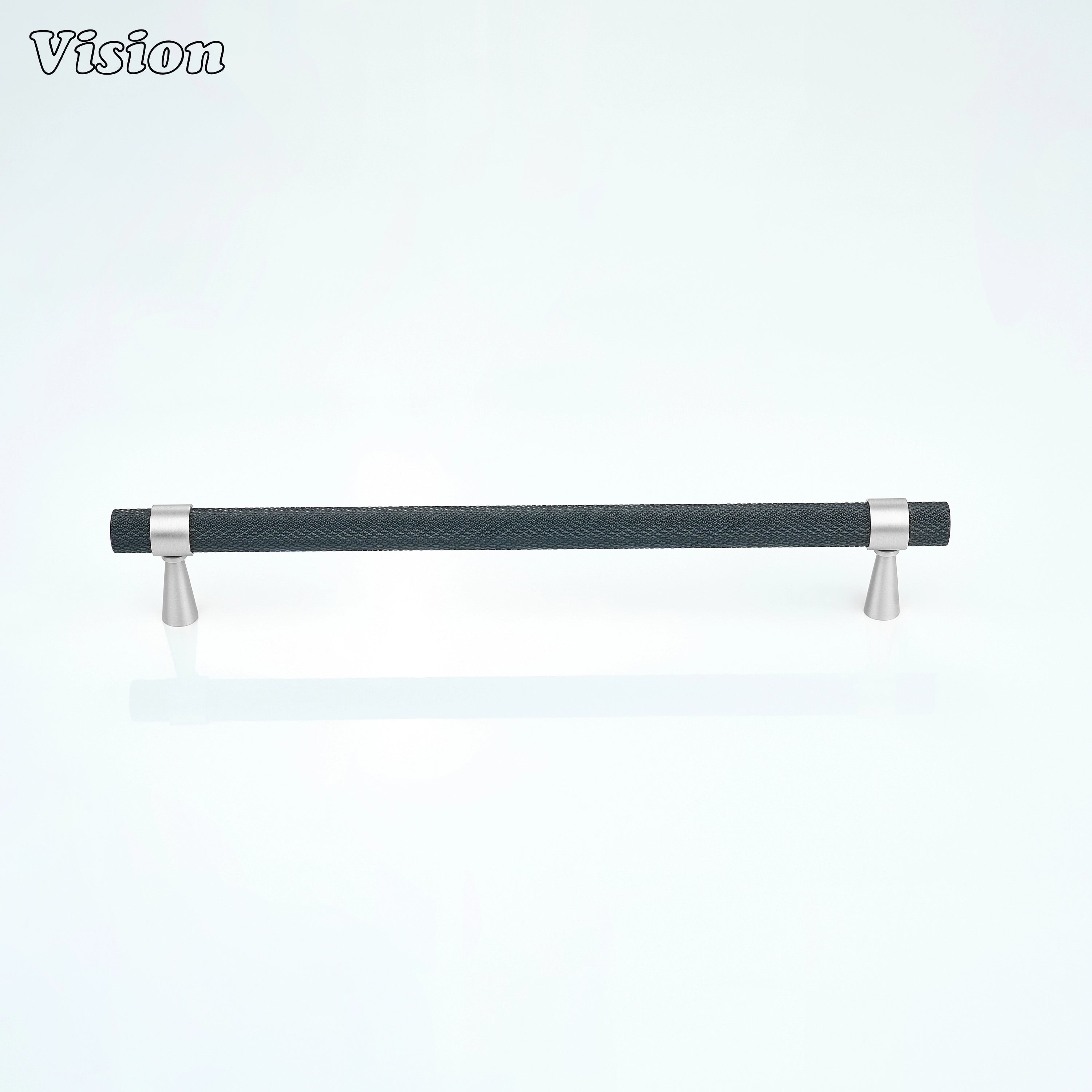 Black and Silver cabinet handle with textured grip for kitchen drawers