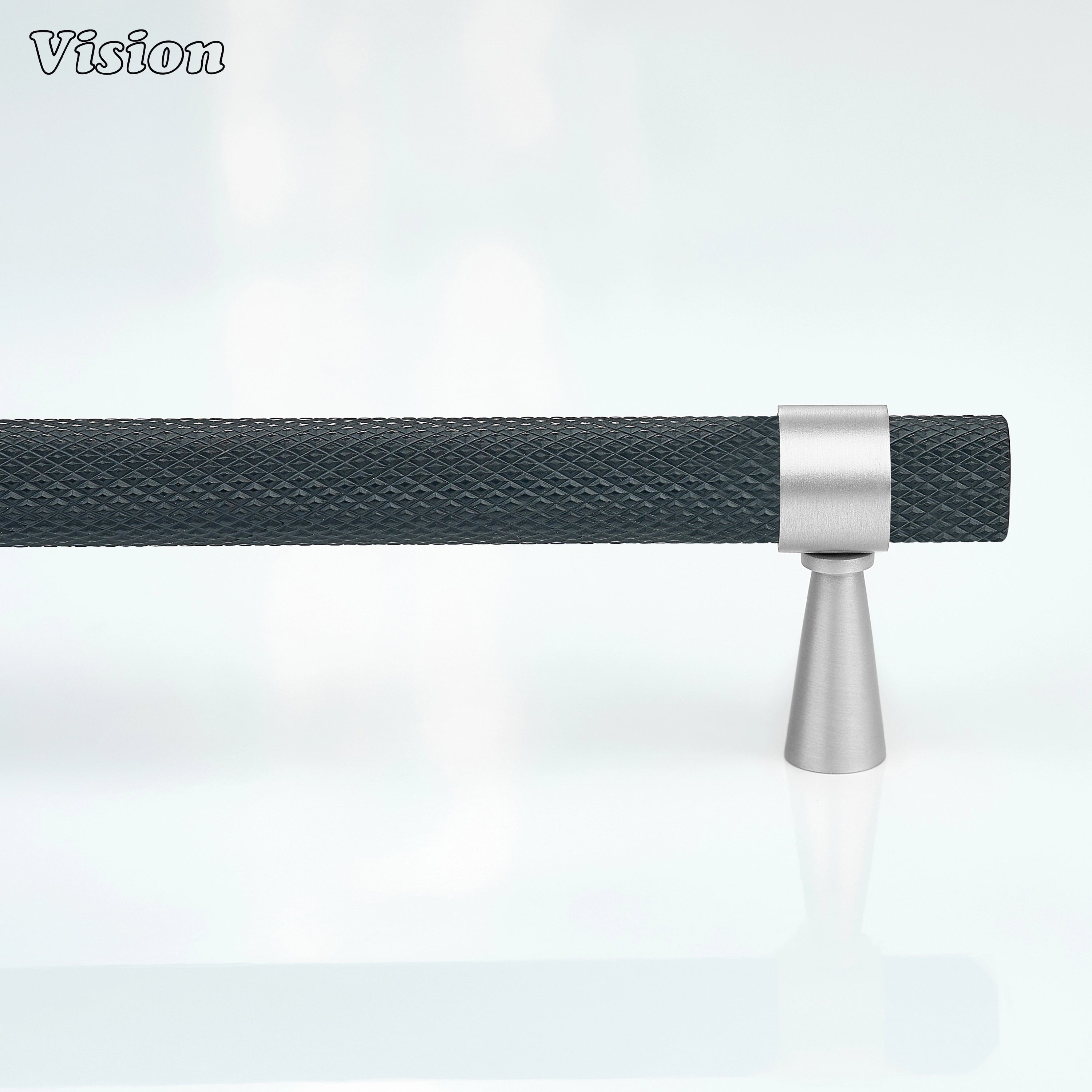Black knurled cabinet handle with Silver accents for wardrobes