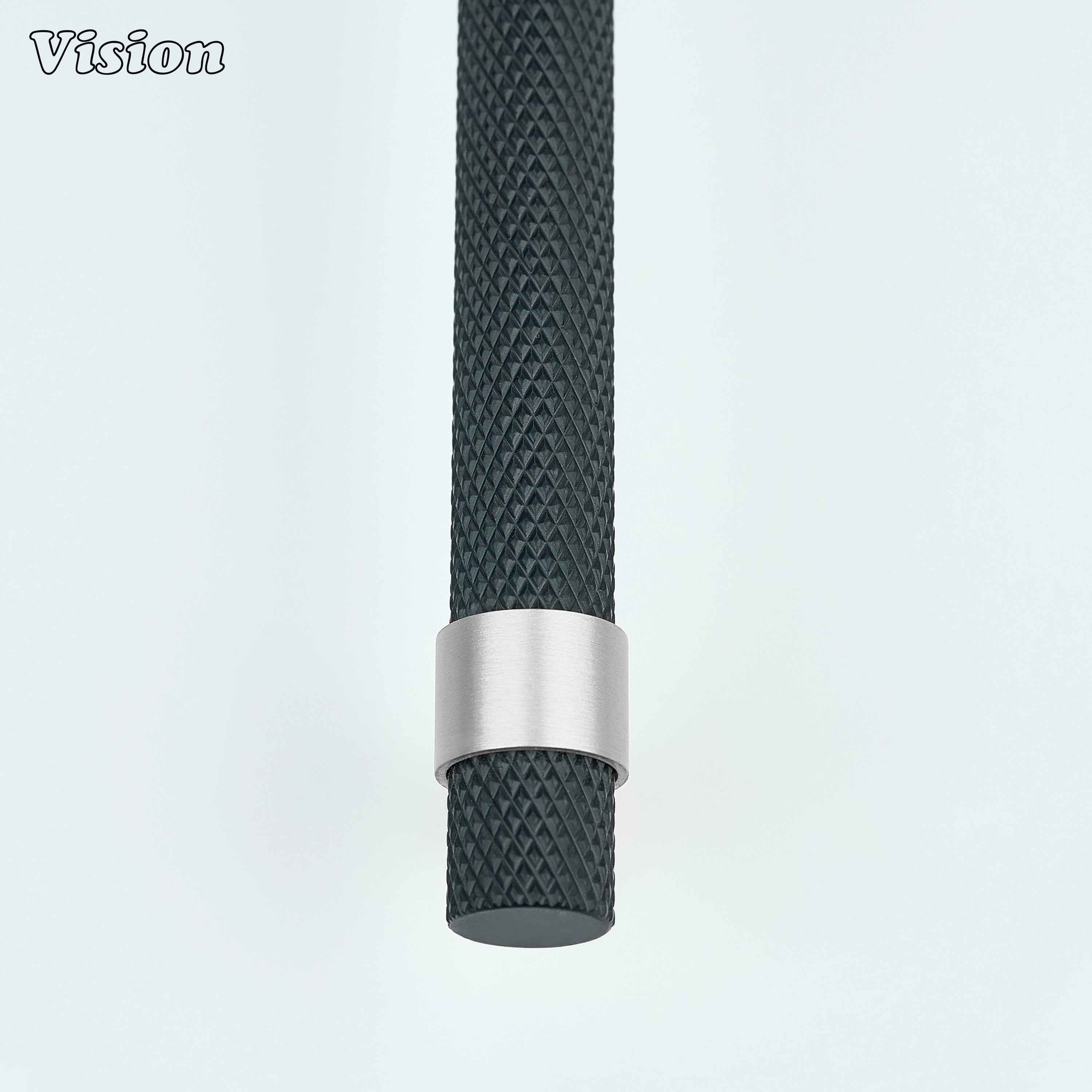 Knurled Black and Silver cabinet handle for modern furniture