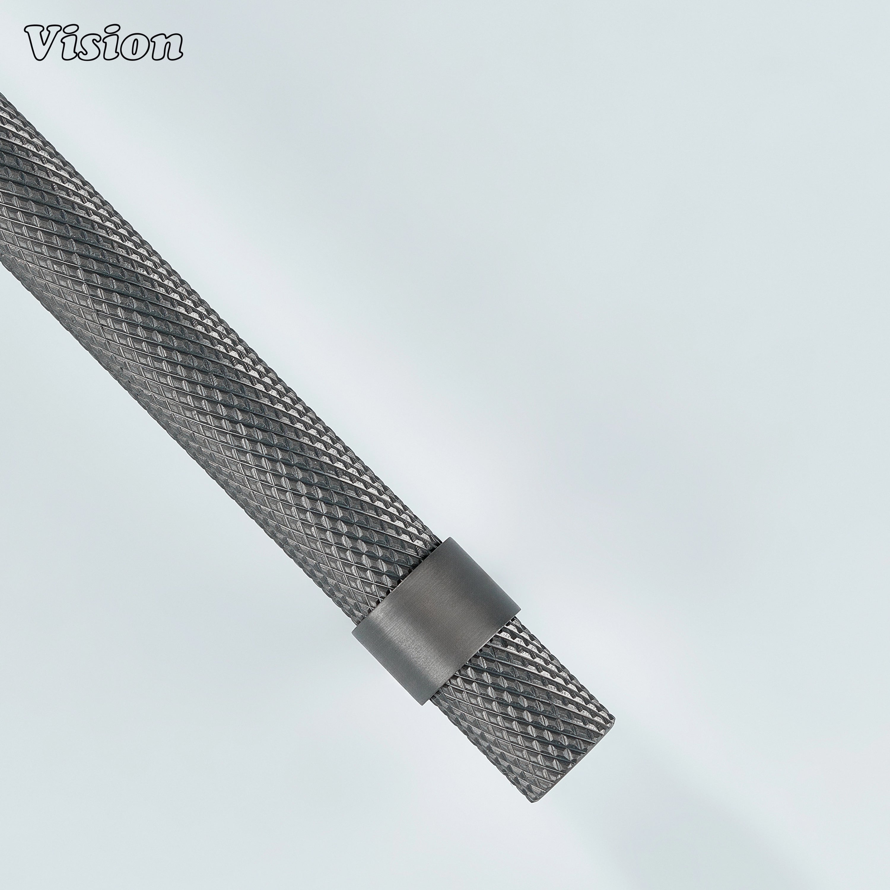 Modern gunmetal Canyon handle used for furniture and vanity units.