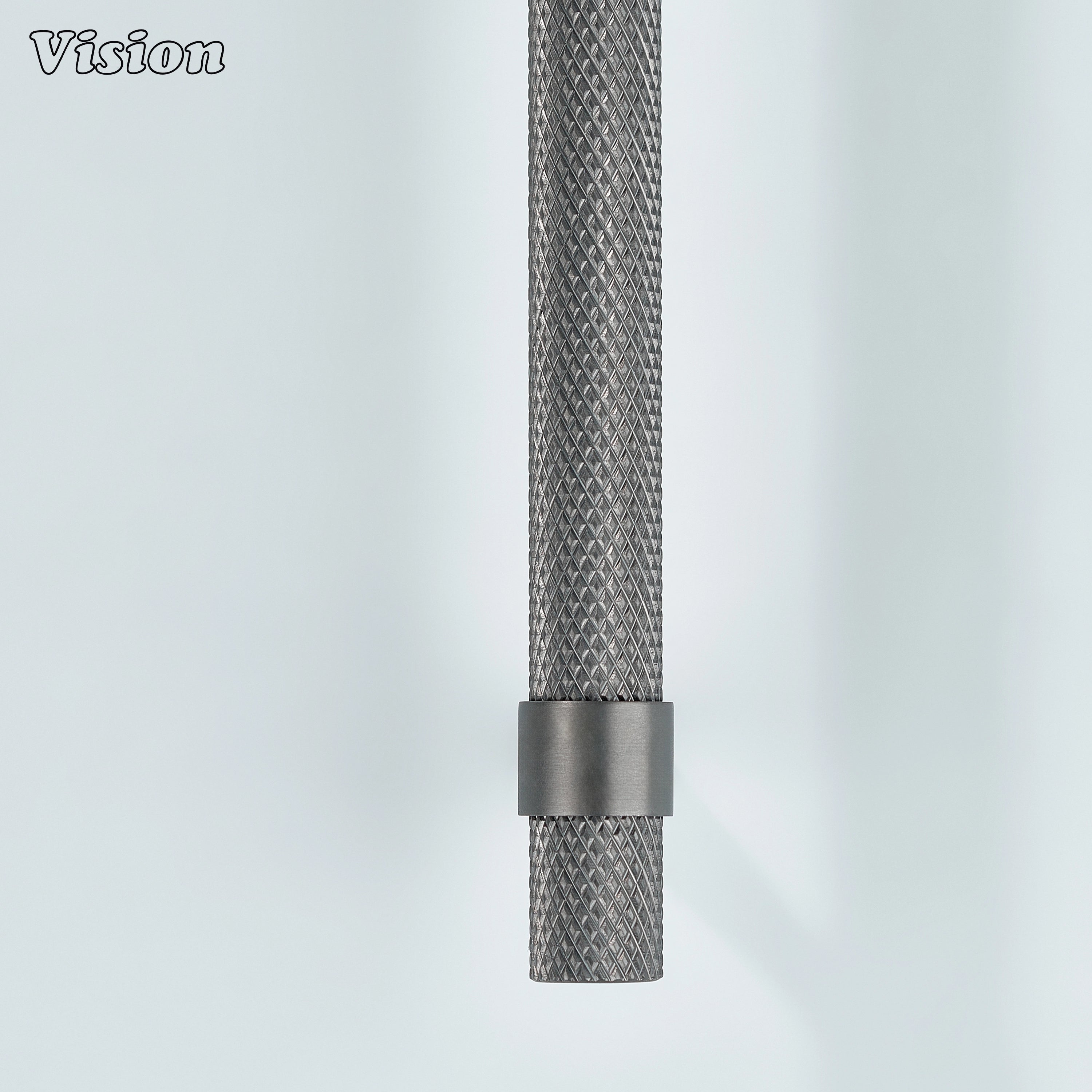 Stylish gunmetal brass handle with fine knurling for drawers.