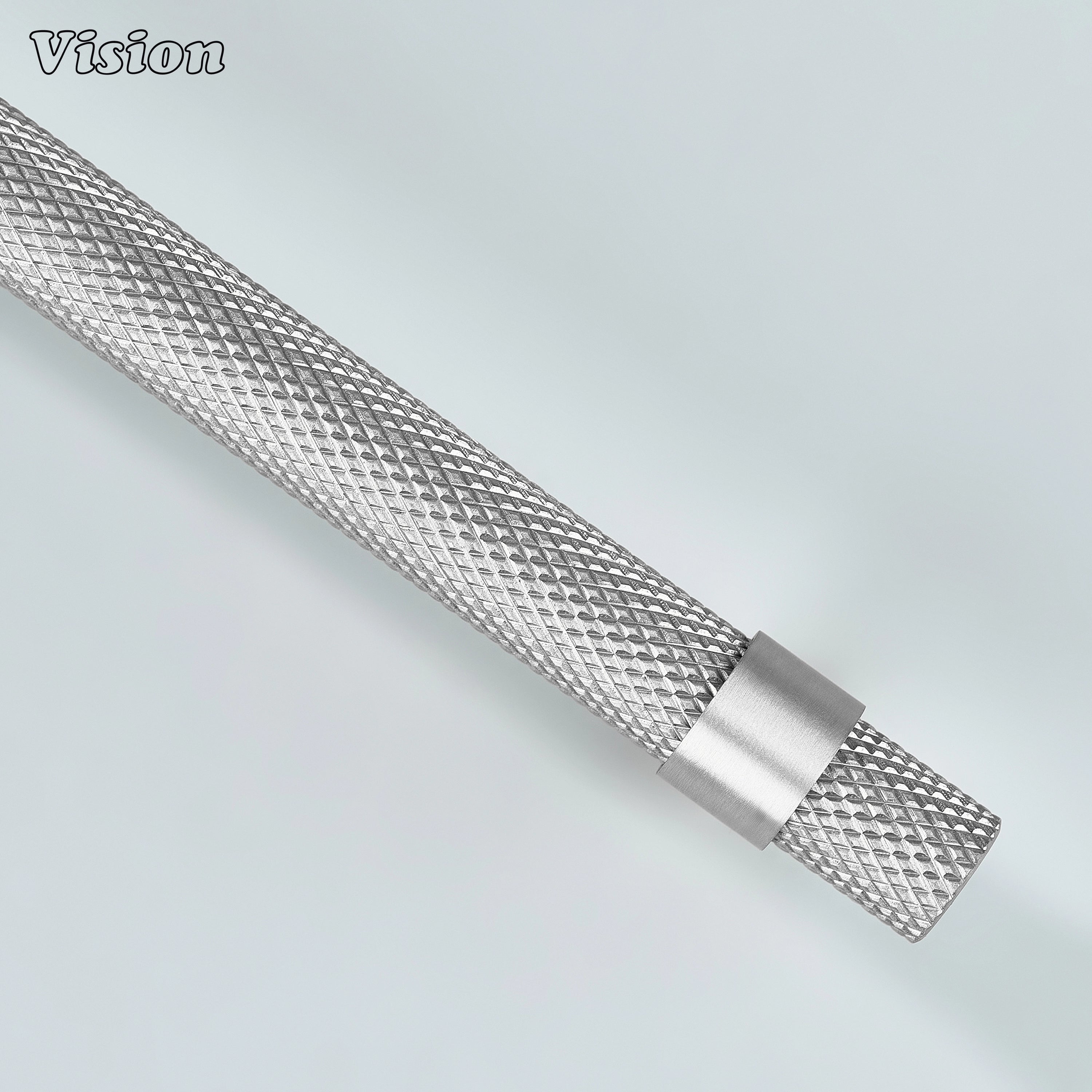 Premium silver knurled handle designed for cupboards and closets.