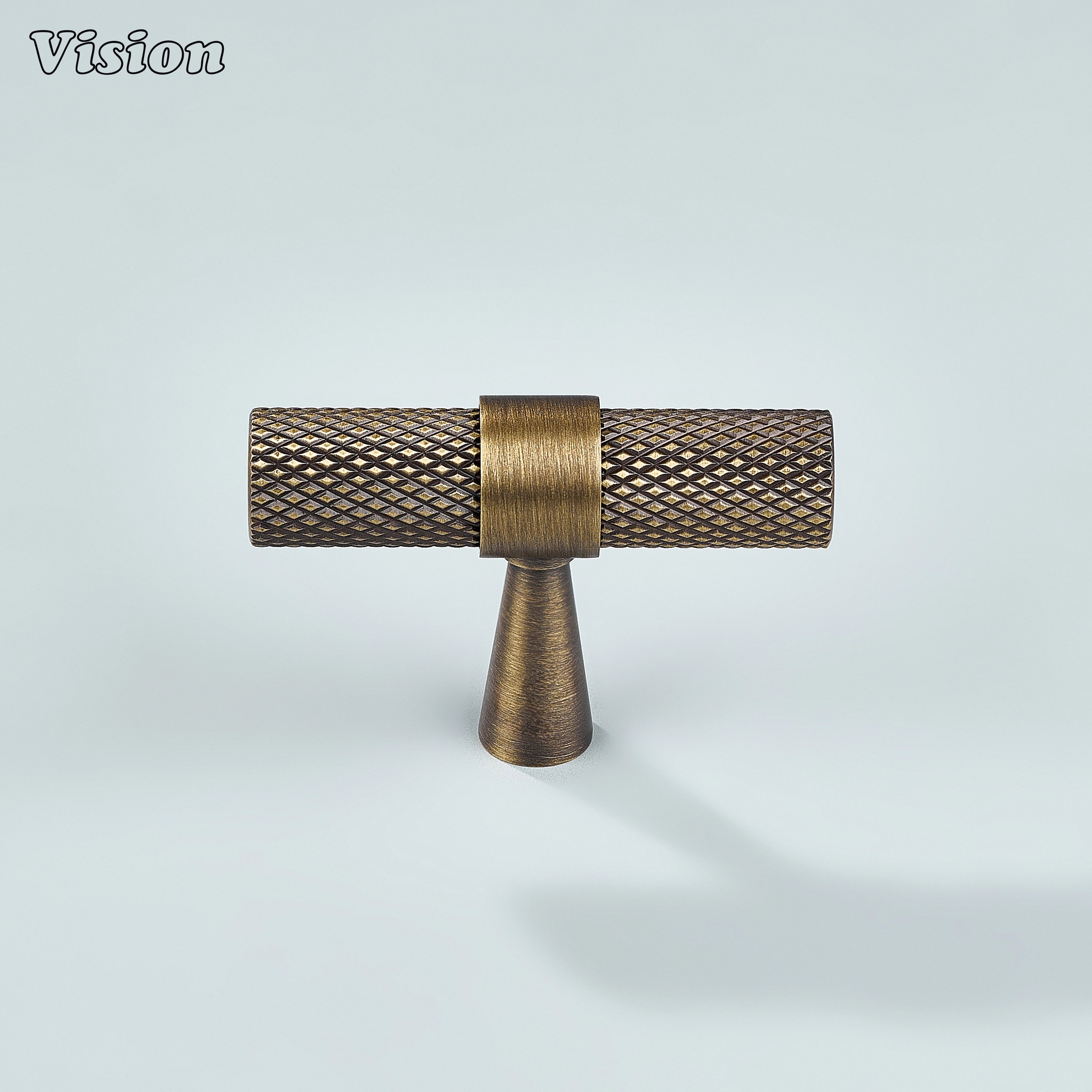 Solid brass antique bronze Canyon T-knob for bathroom cabinets.