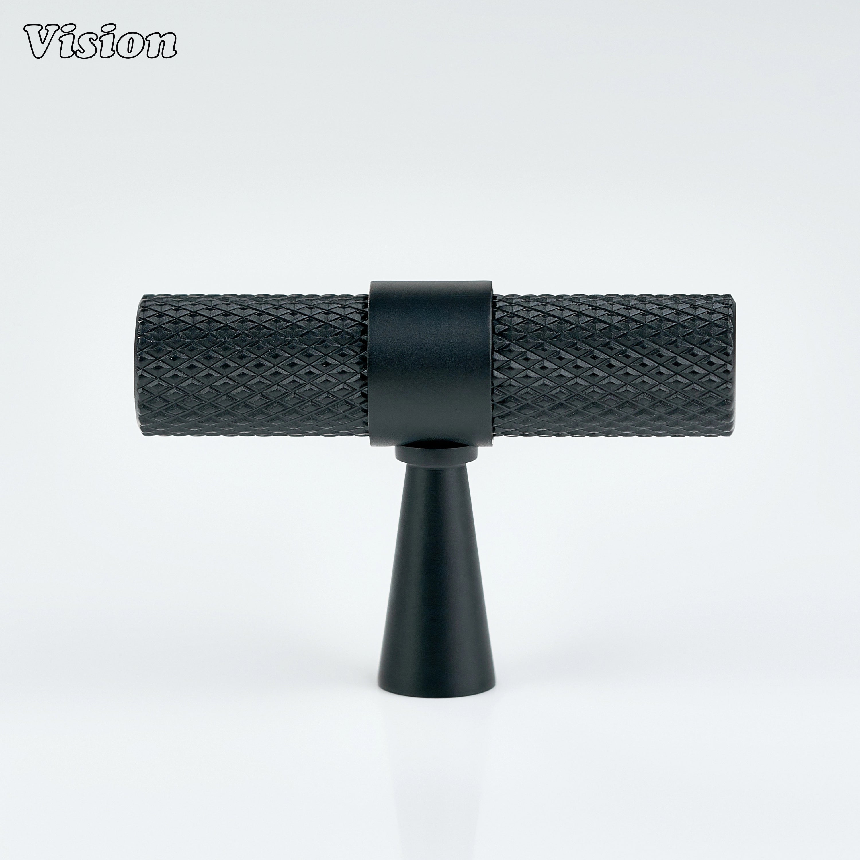 Knurled brass cabinet T-knob in Black finish for modern drawers