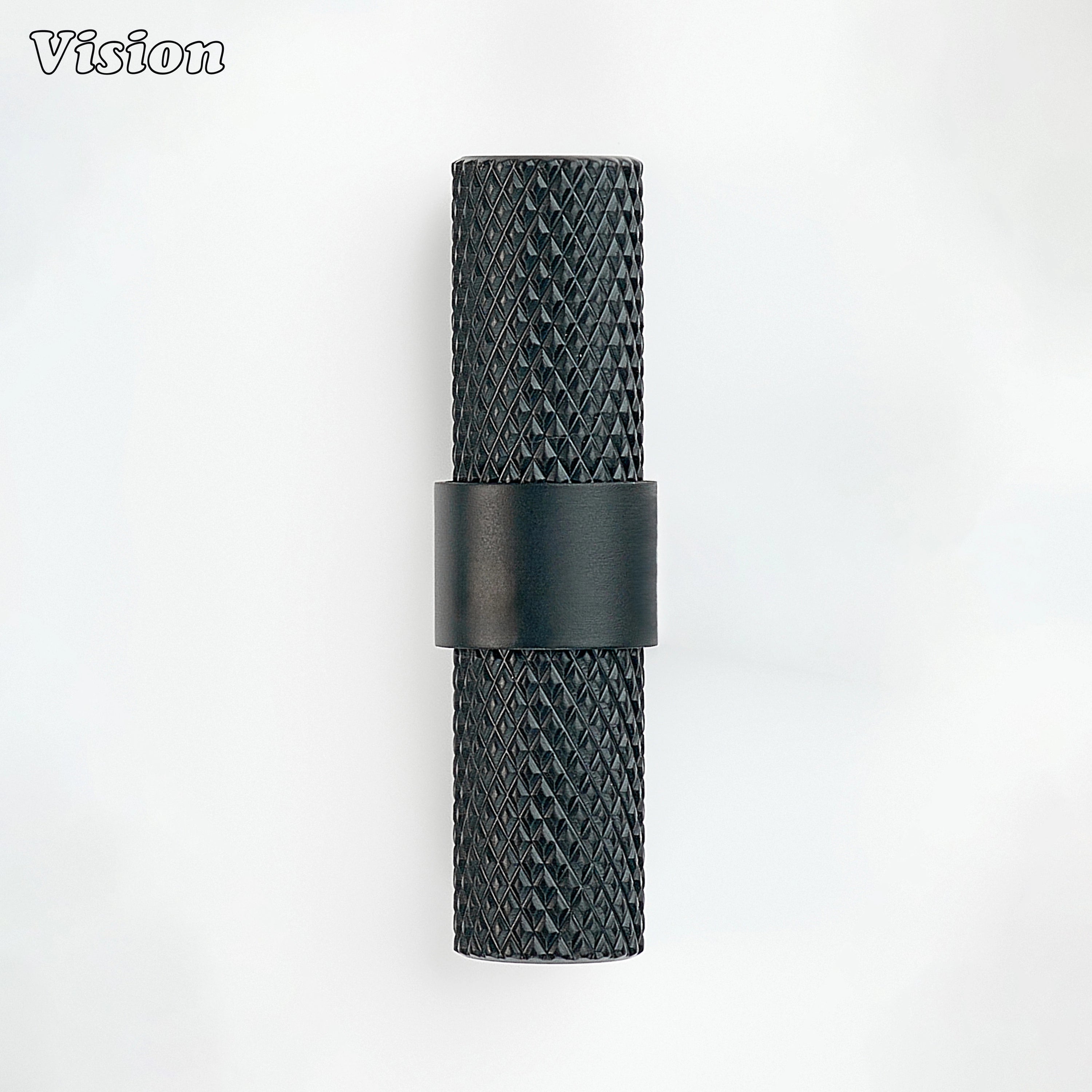 Black knurled T-knob with textured grip for wardrobes