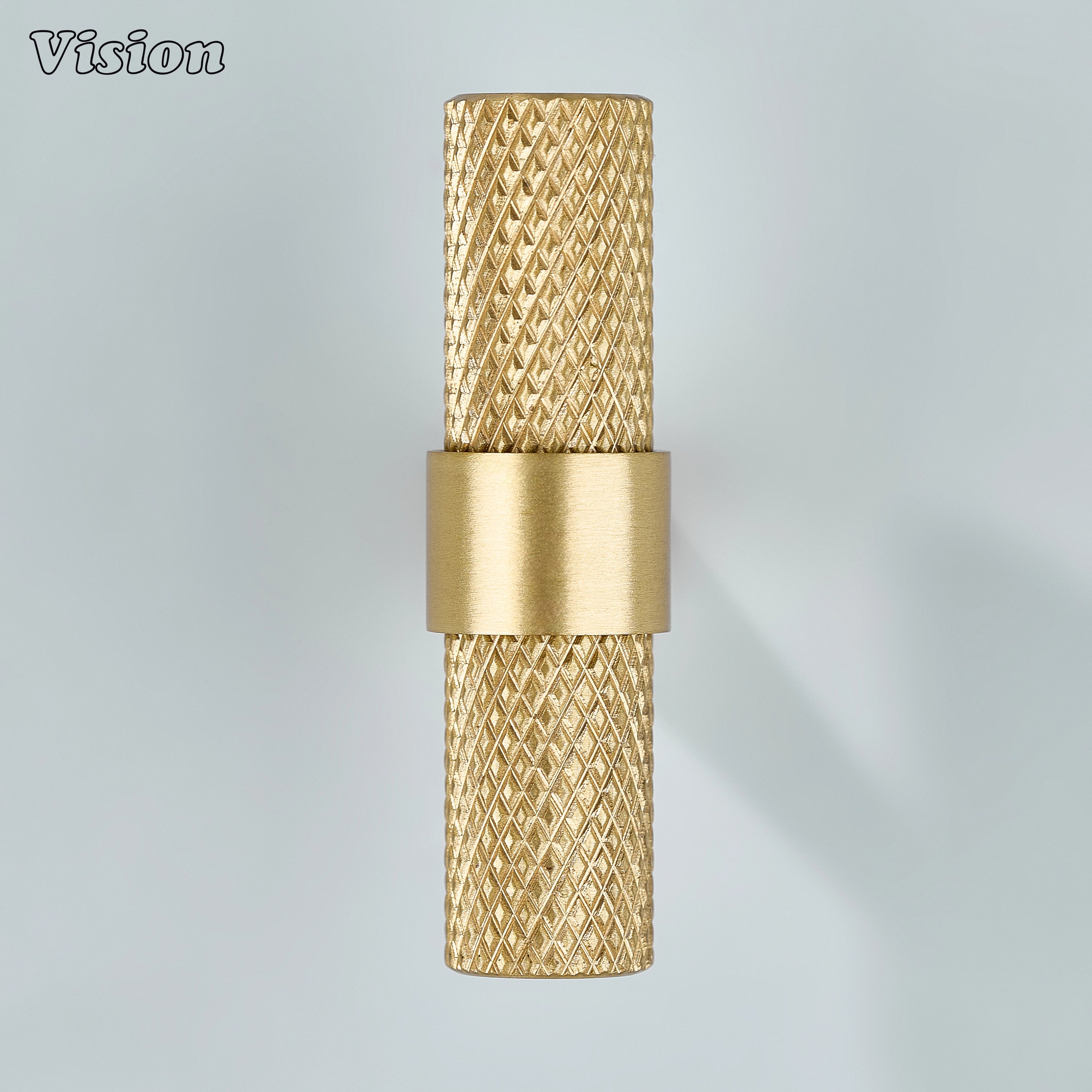Polished gold knurled T-knob used for modular kitchen drawers.