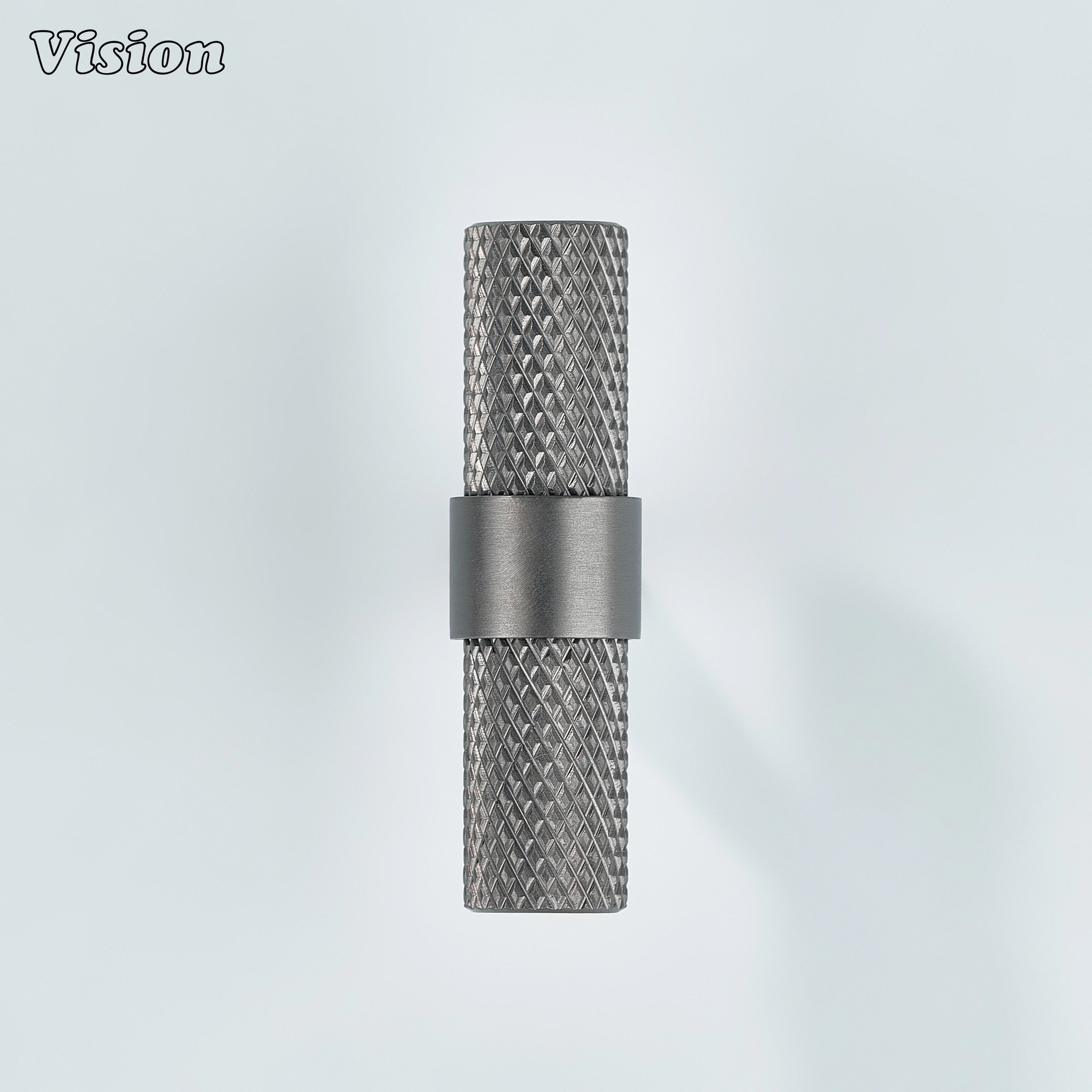Polished gunmetal knurled T-knob used for modular kitchen drawers.