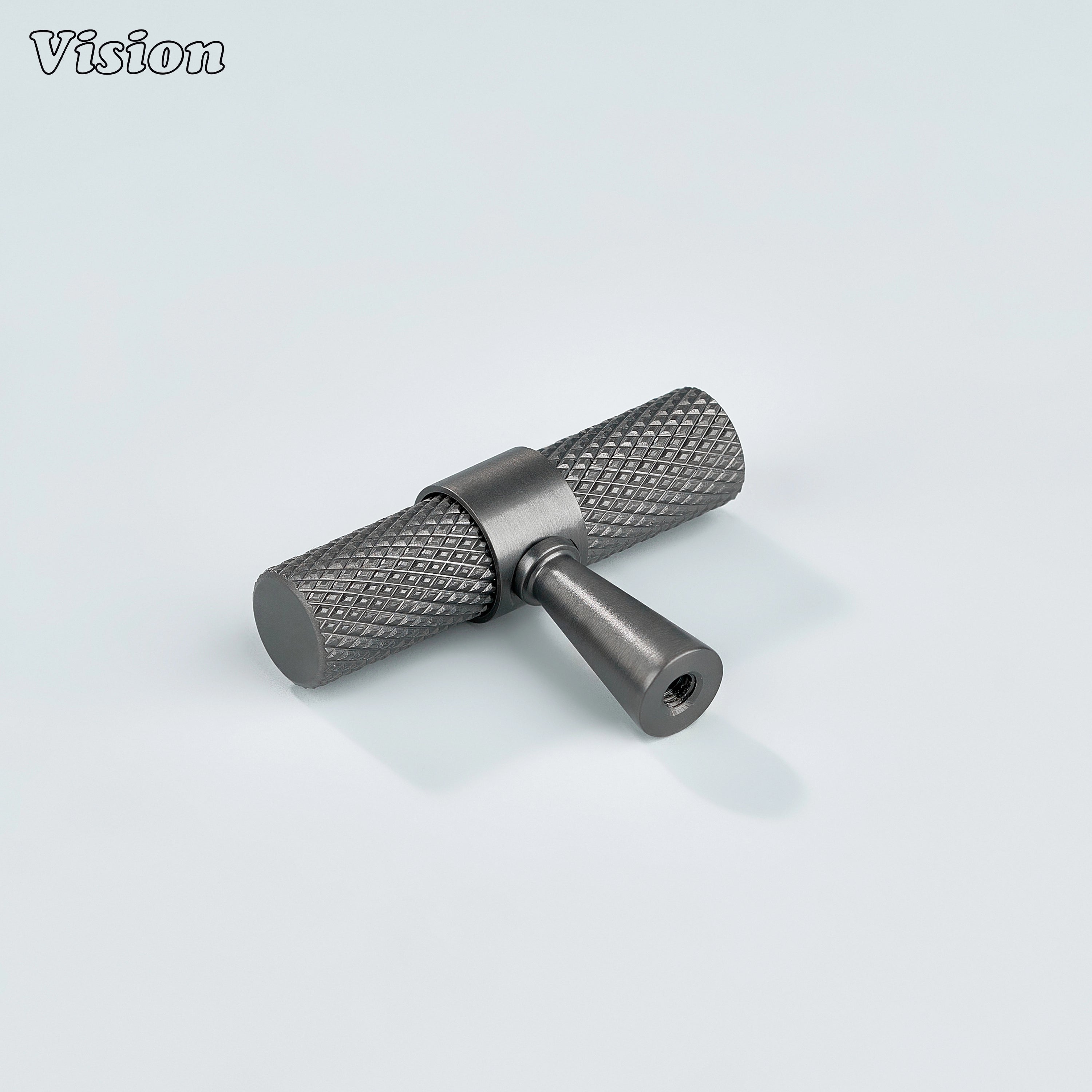Premium gunmetal Canyon brass T-knob with fine grip for wardrobes.