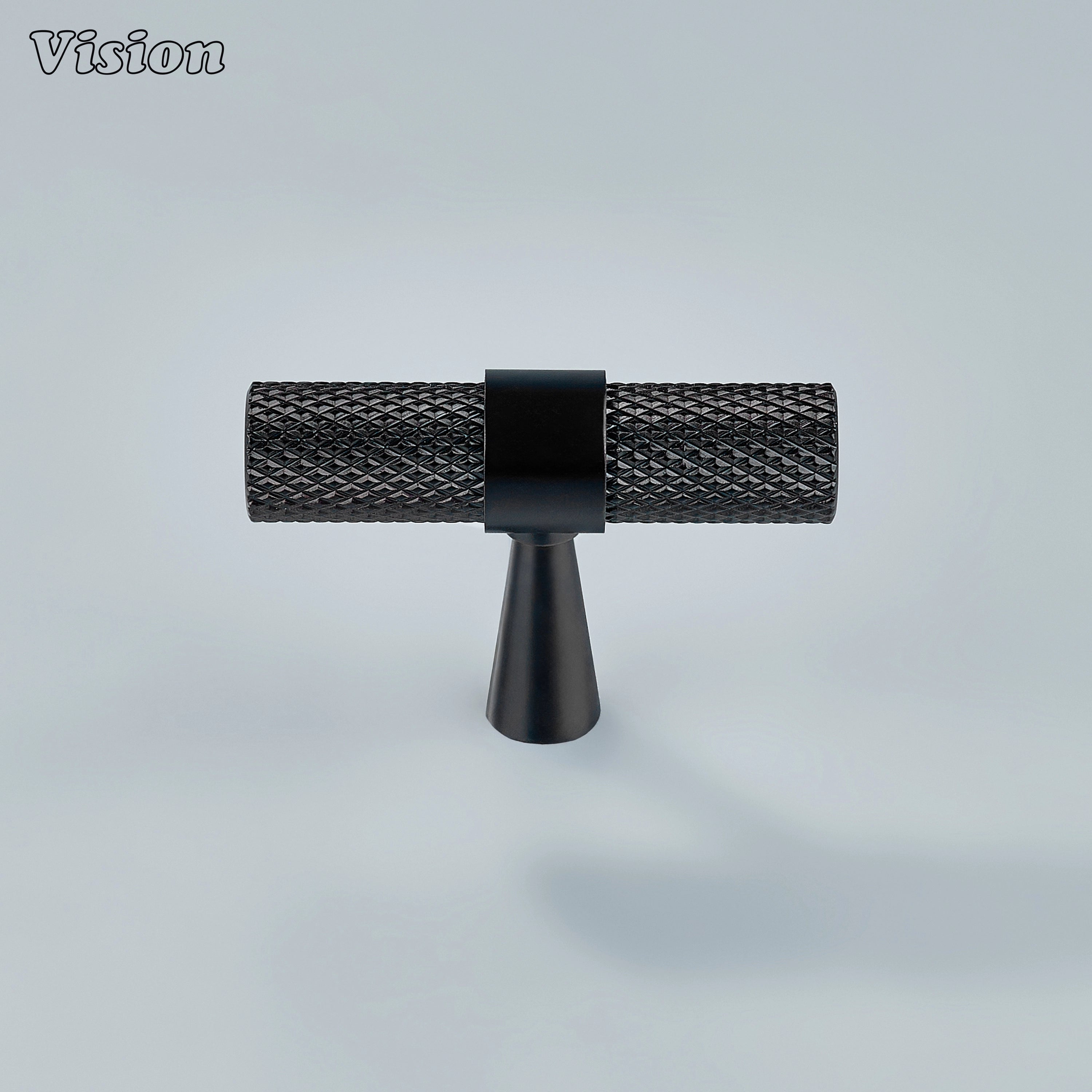 Oil rubbed bronze Canyon knurled cabinet T-knob designed for drawers and wardrobes.