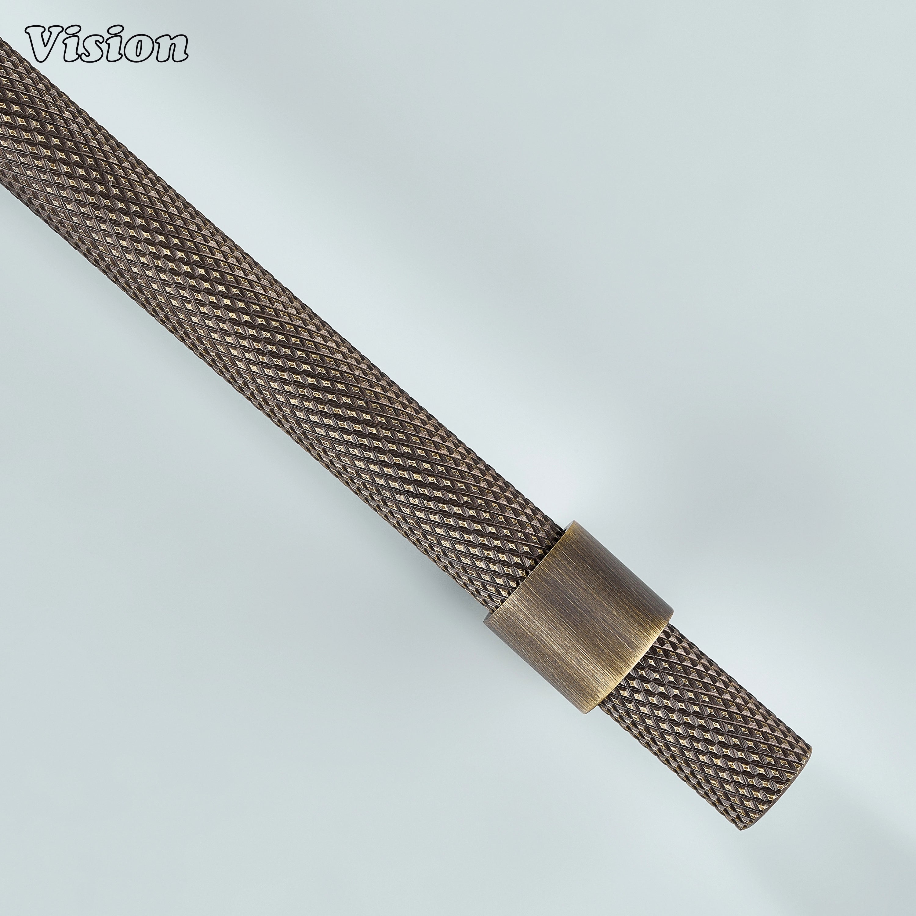 Celestia antique bronze knurled pull designed for refined kitchen cabinet use.