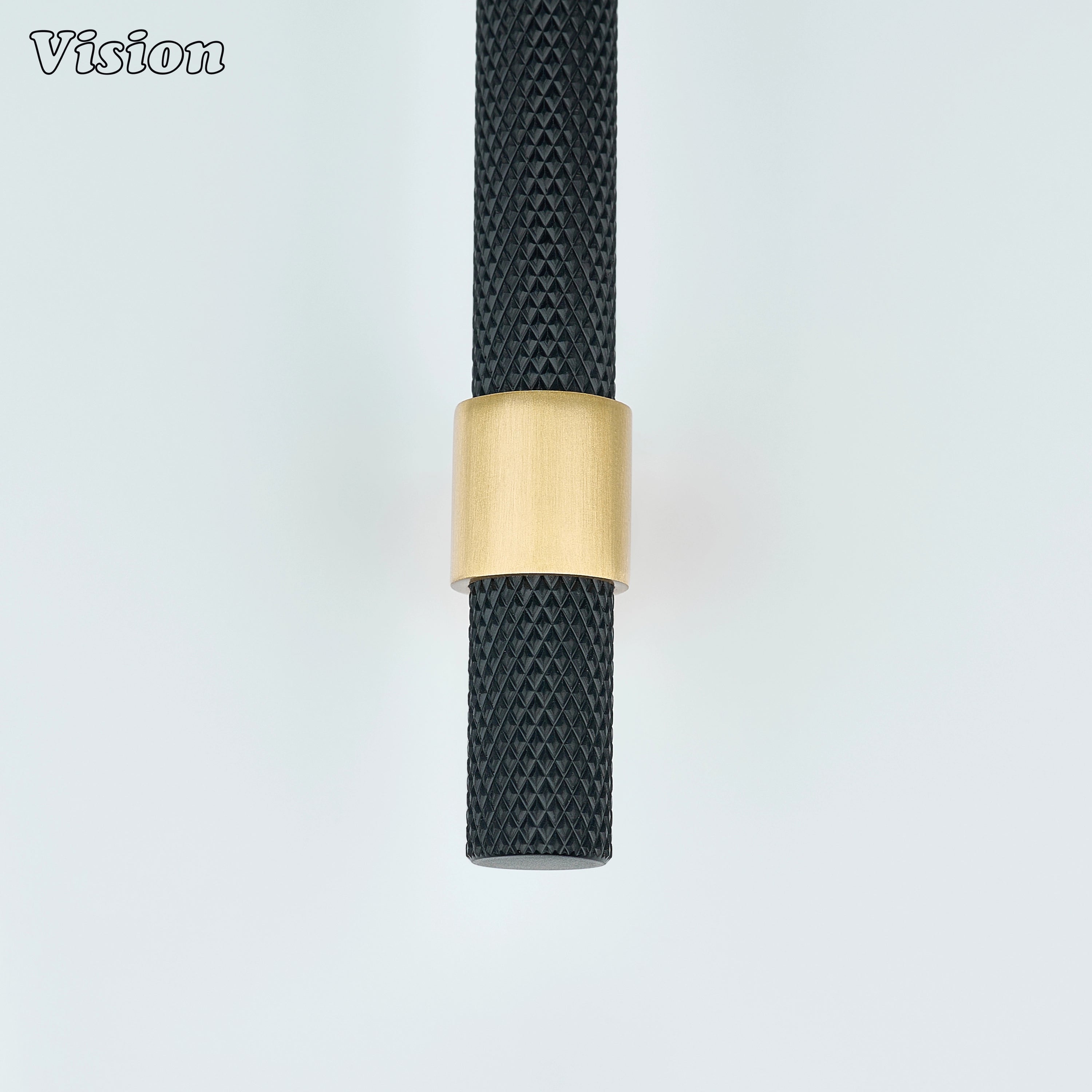 Contemporary Black and Gold knurled cabinet handle with square leg detail for cabinets