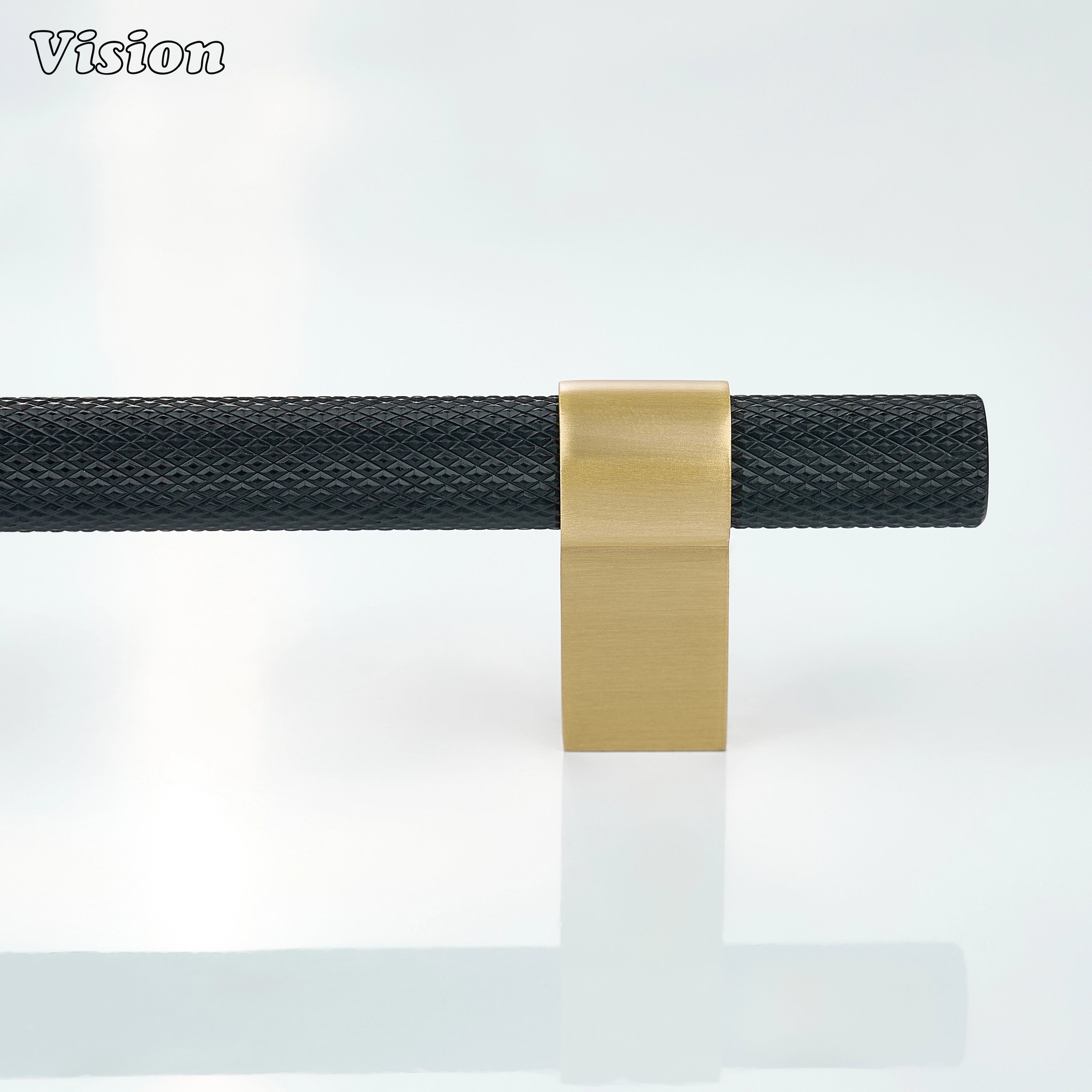 Luxury knurled cabinet handle in Black and Gold designed for modern storage furniture