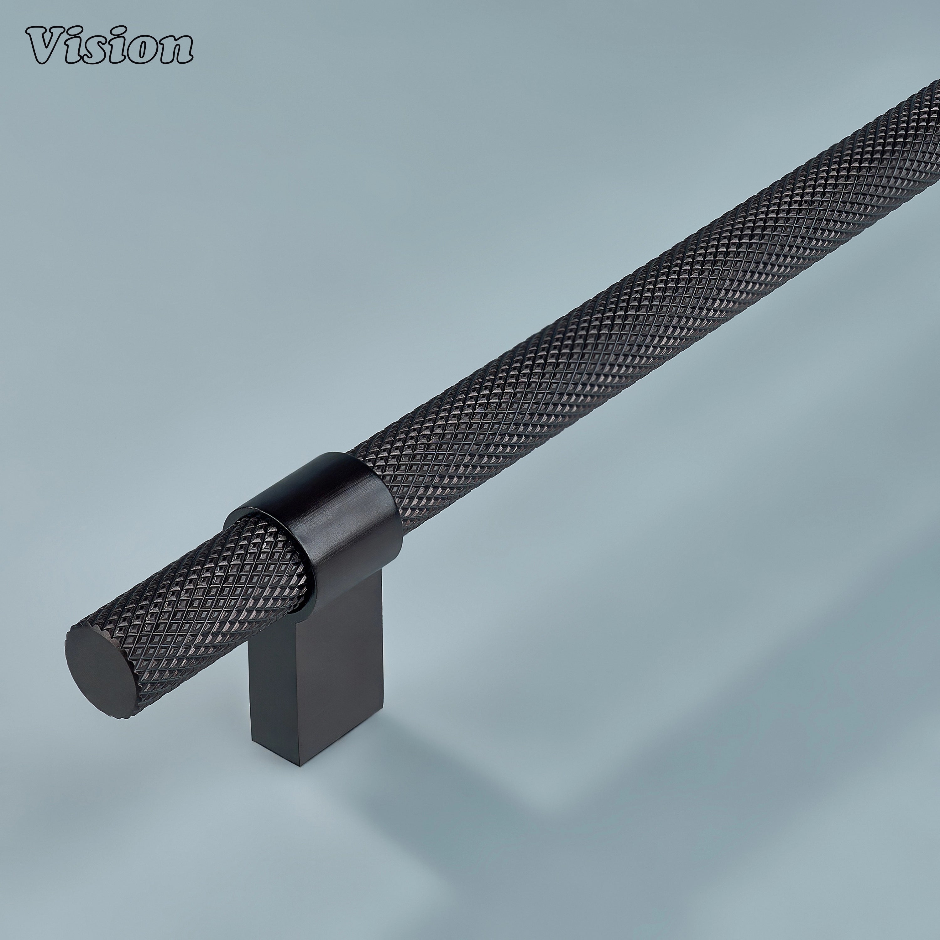 Celestia oil rubbed bronze knurled handle with square ringed legs for classic cabinetry.