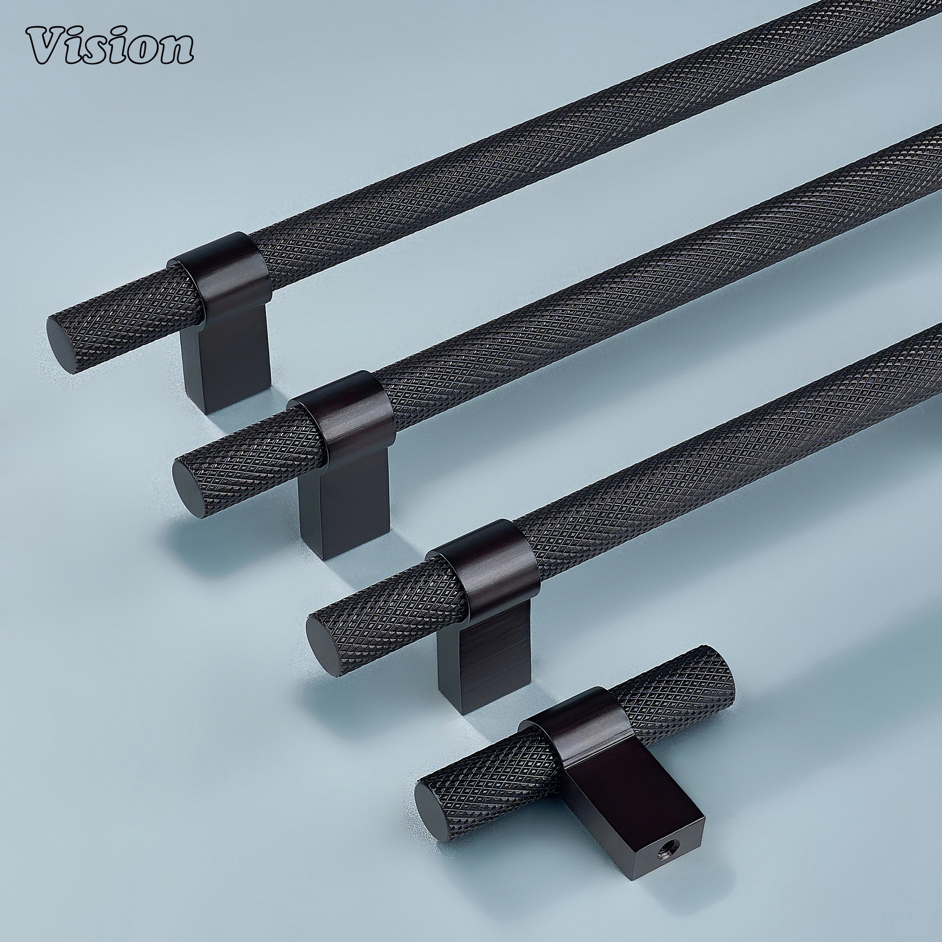 Oil rubbed bronze Celestia knurled handle featuring deep-toned finish for furniture.