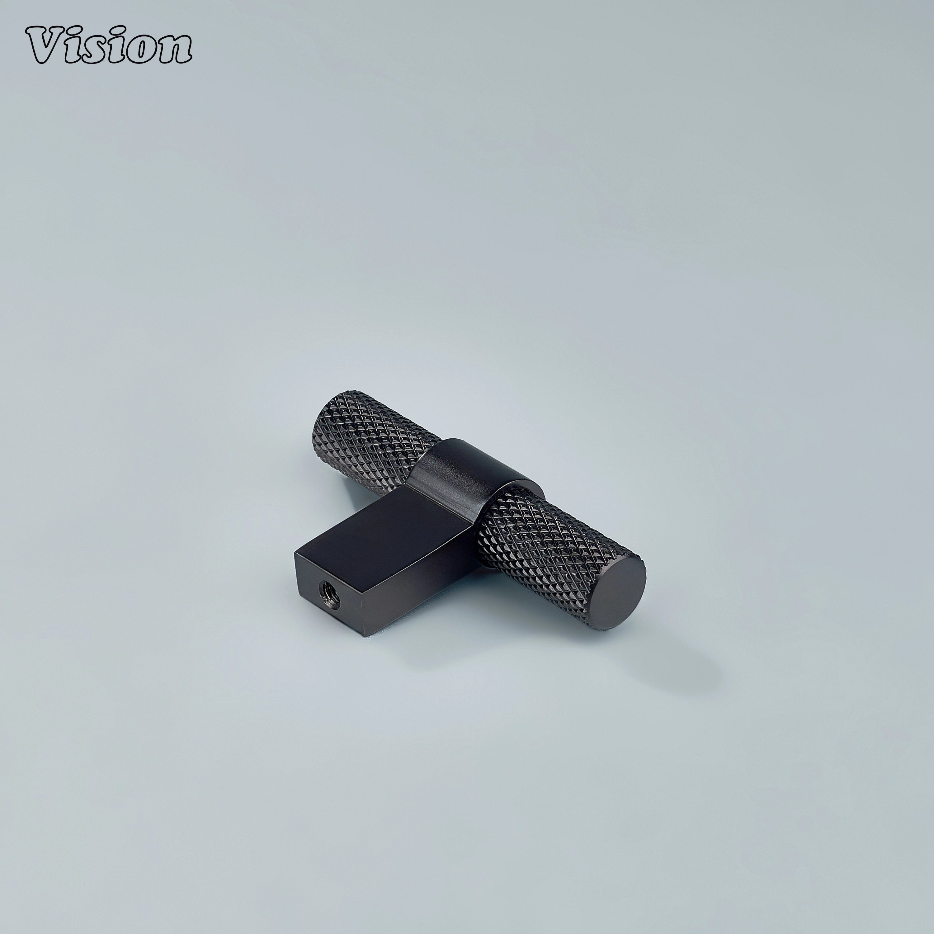 Celestia T-knob in oil rubbed bronze featuring textured knurl for cabinetry.