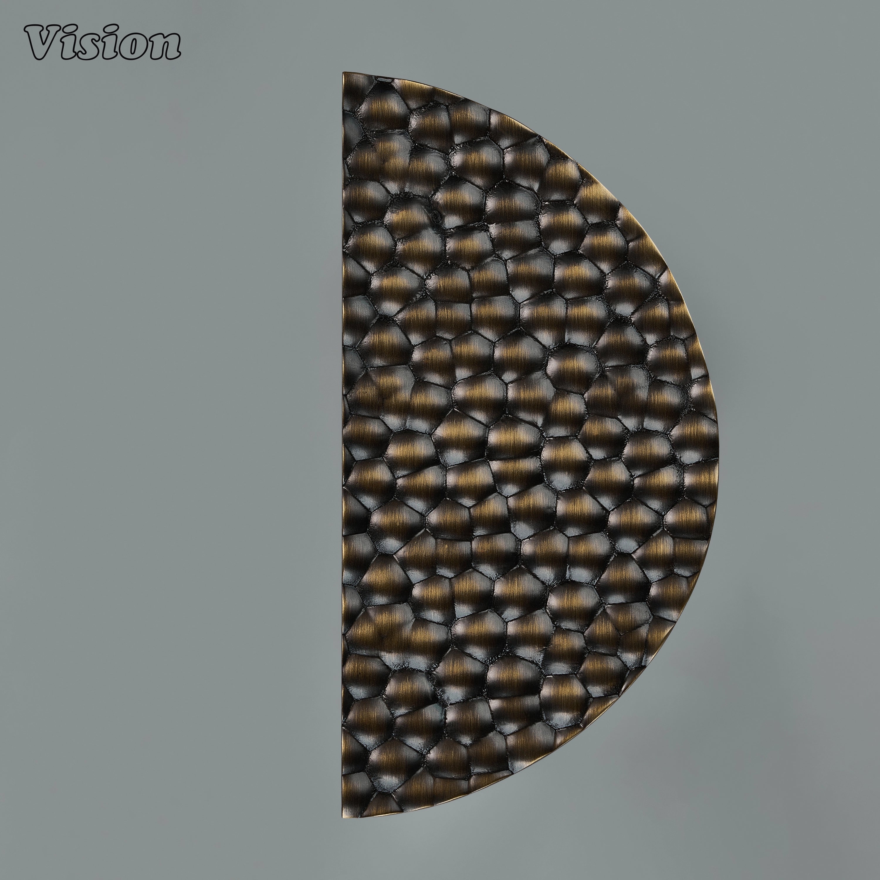 Premium Antique Bronze brass half round pull handle with handcrafted stone-like texture for custom furniture.