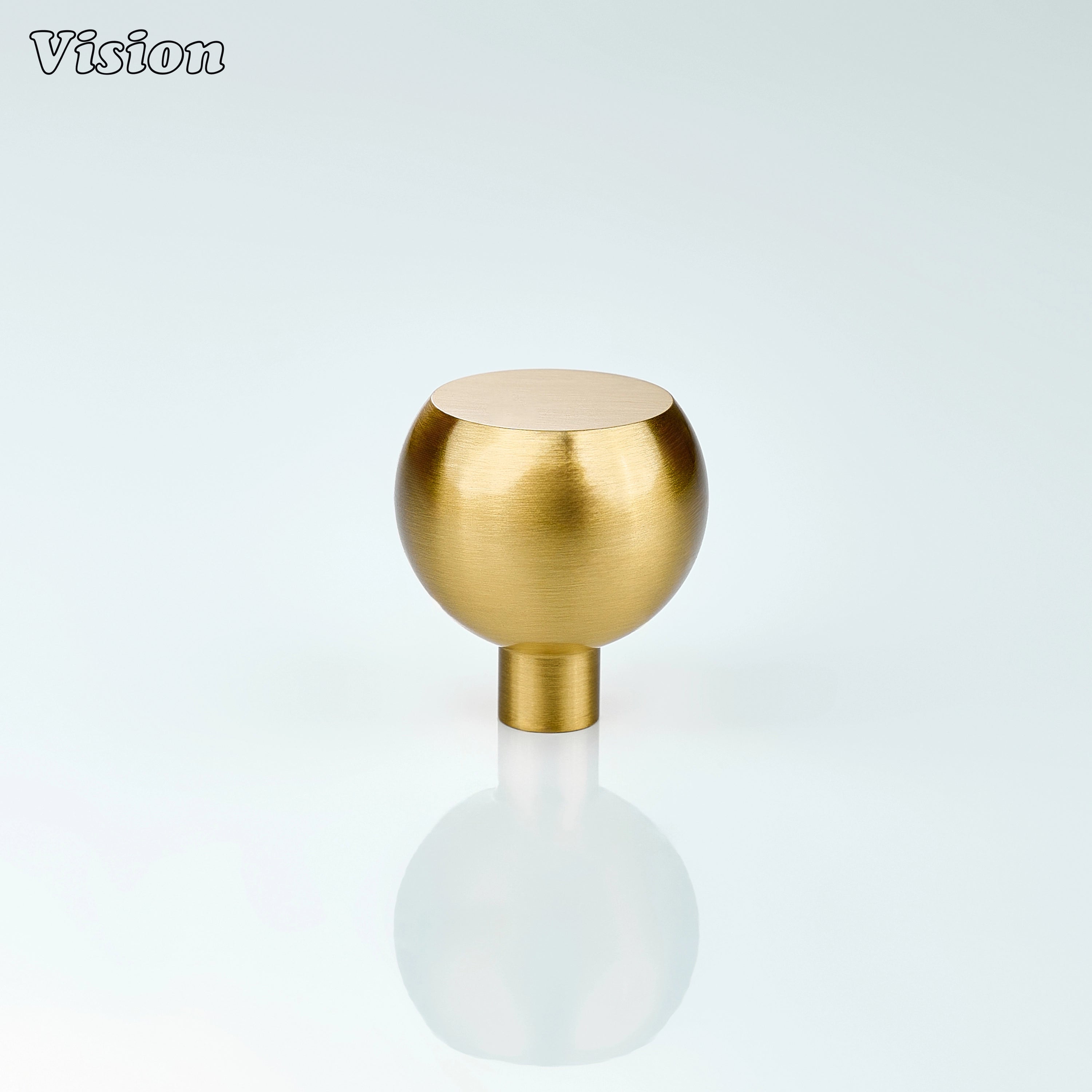 Gold finish cabinet knob with round body and satin brushed texture, suitable for wardrobes and furniture