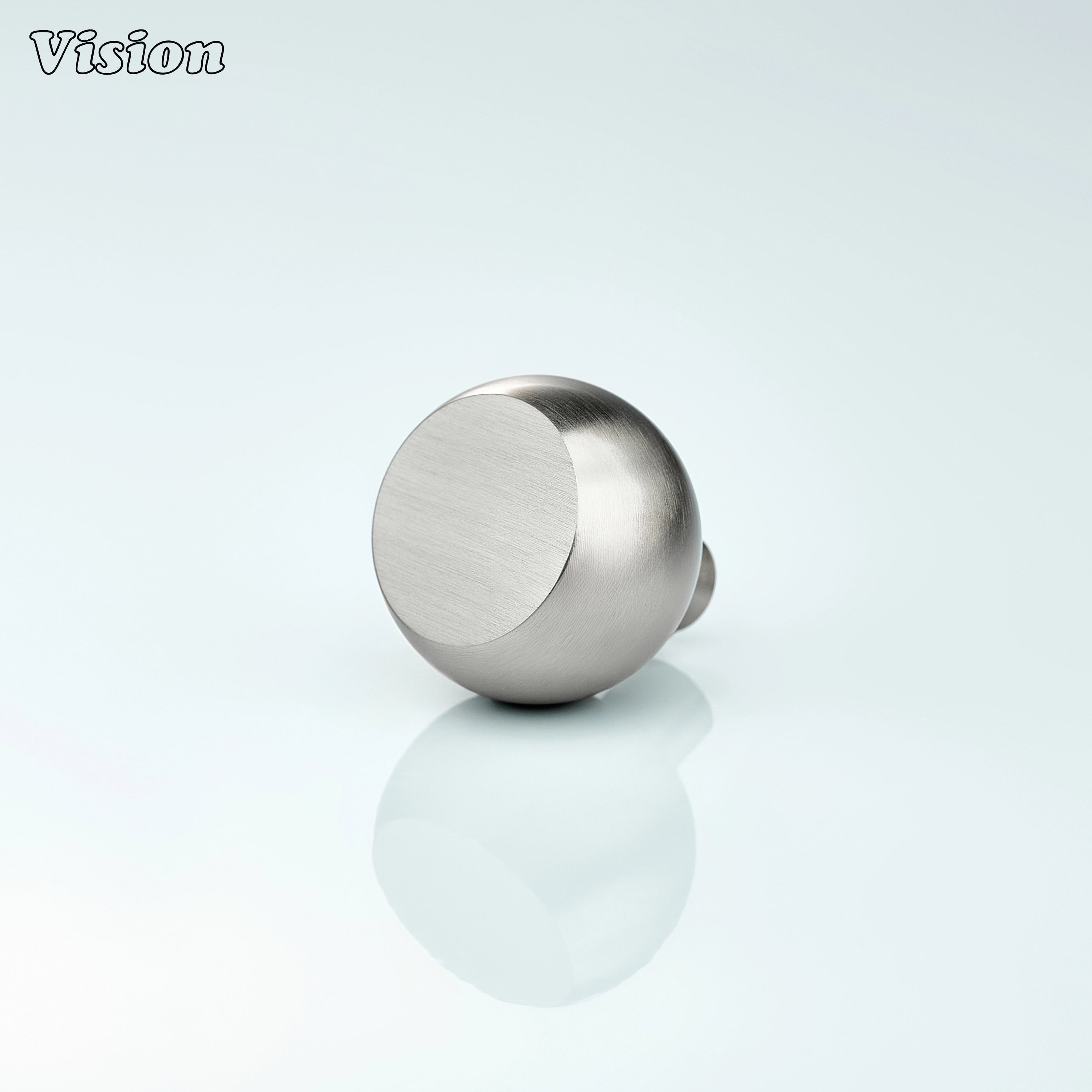 Silver solid brass cabinet knob with round half ball profile, ideal for modern kitchen cabinets