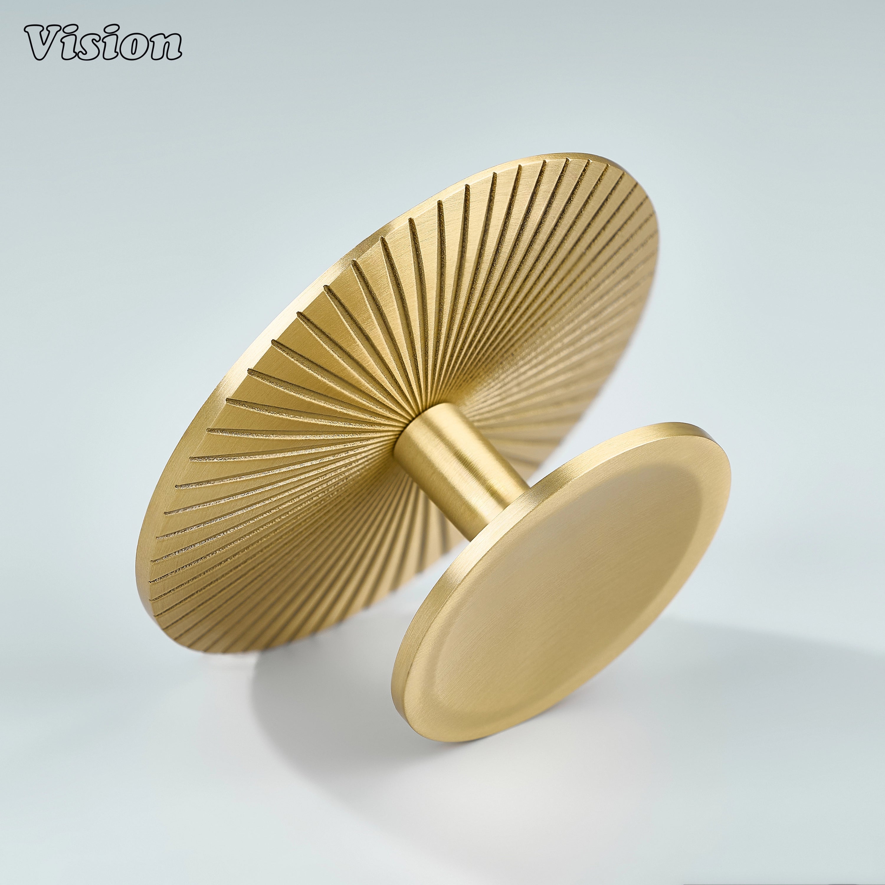 Gold Comet Solid Brass Knob with Star Knurled Circular Plate designed for wardrobes and storage units