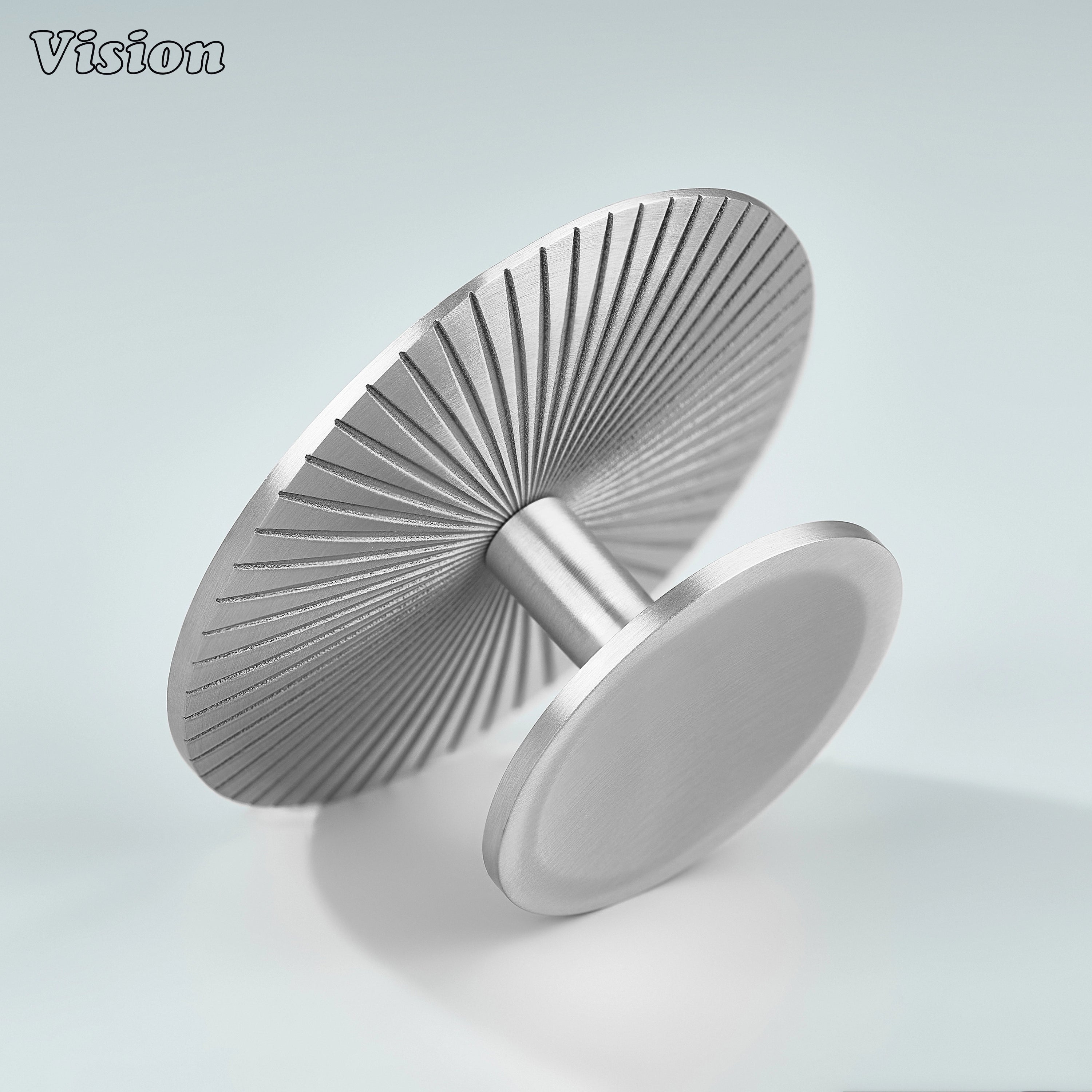 Comet Solid Brass Knob with Star Knurled Circular Plate Silver for storage furniture