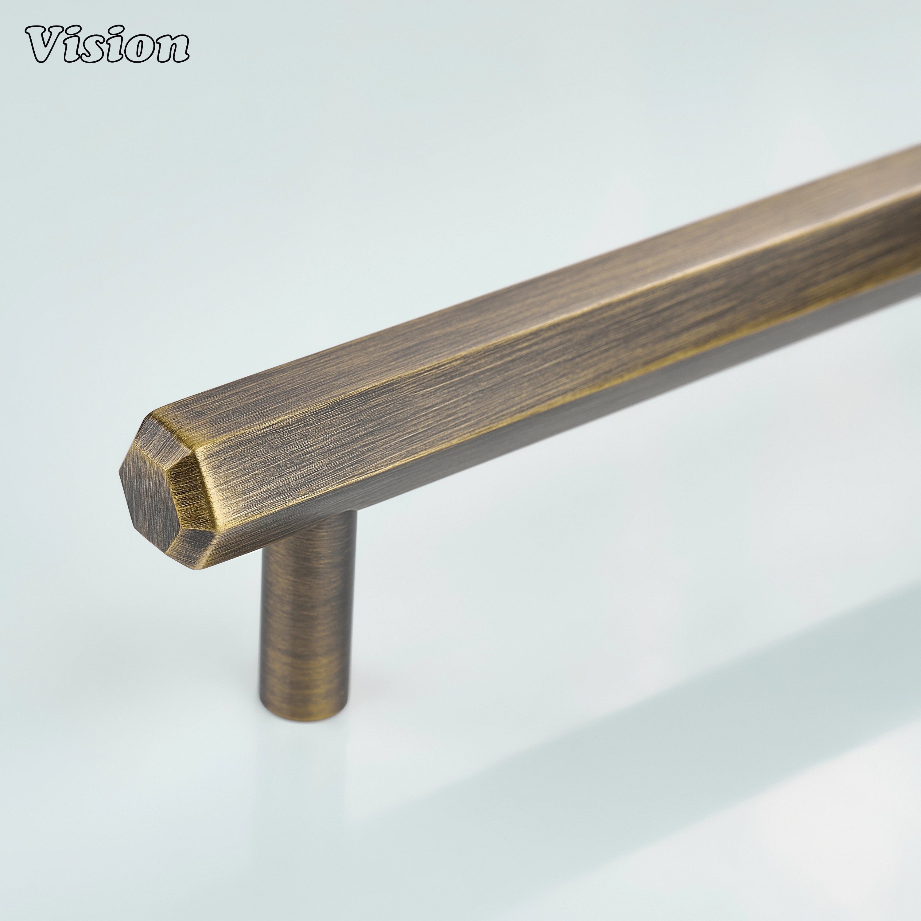 Antique Bronze cabinet handle with plain hexagonal bar and round legs for classic cabinets