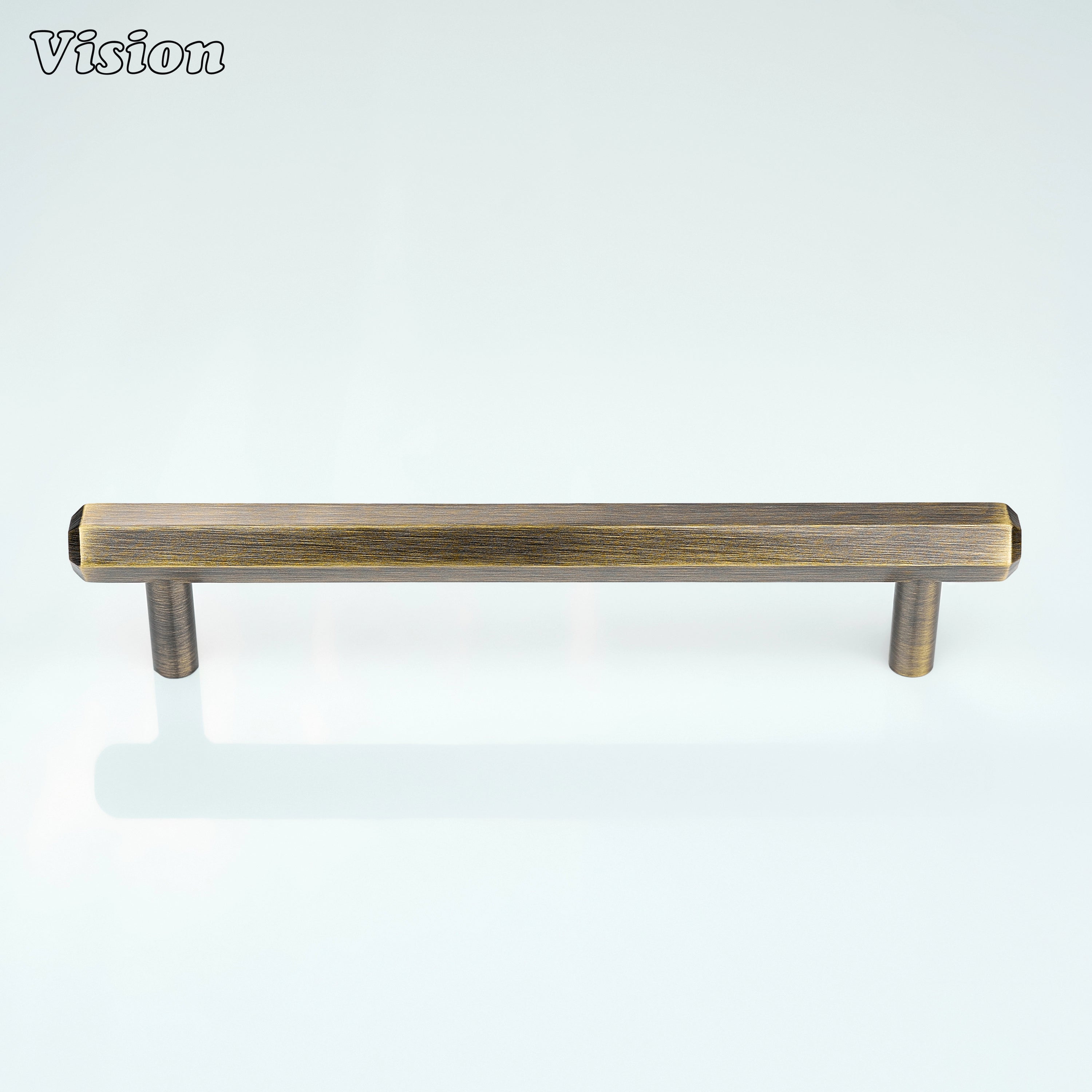 Plain Antique Bronze cabinet handle with hexagonal bar shape and round legs for kitchen drawers
