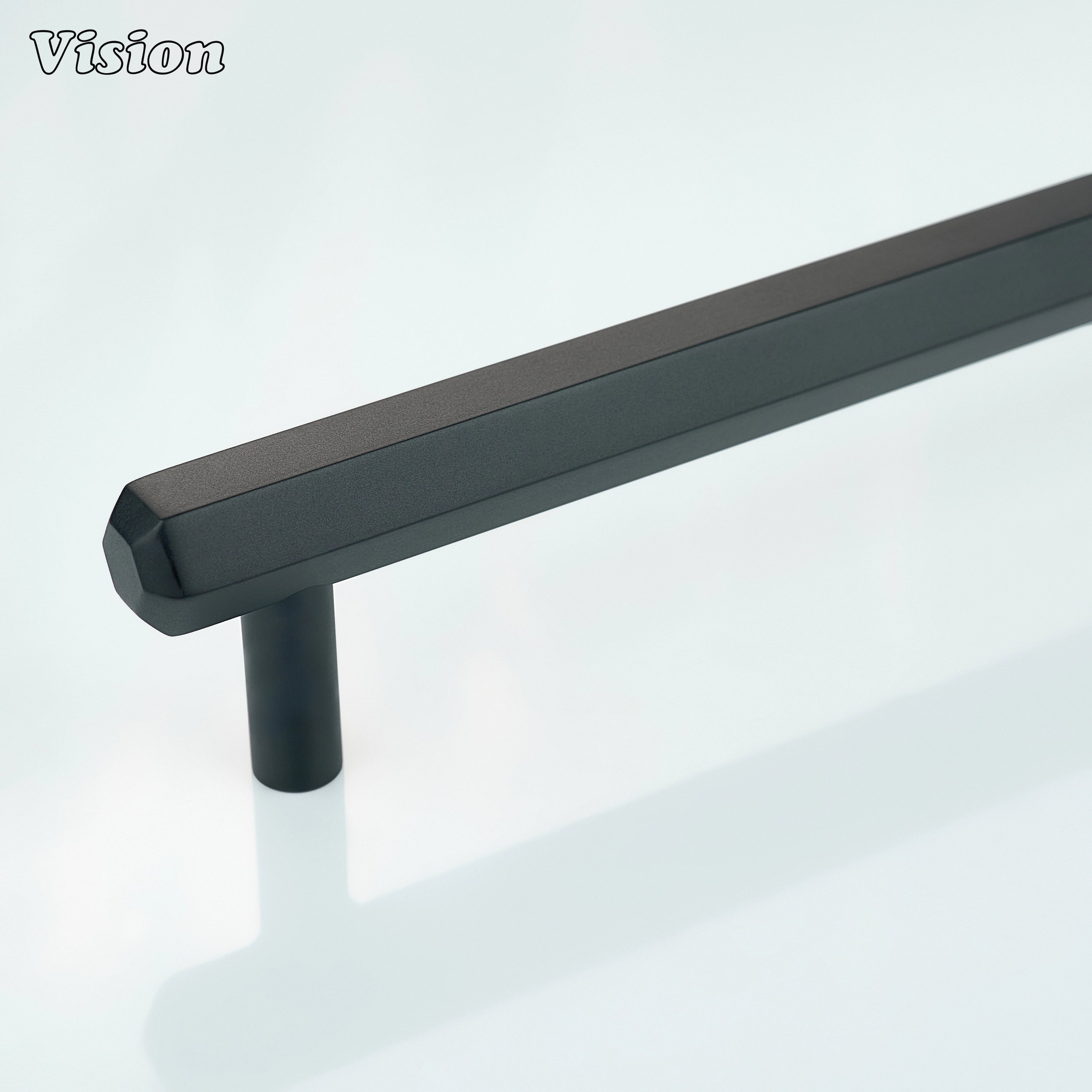 Black cabinet handle with plain hexagonal bar and round legs for modern cabinets