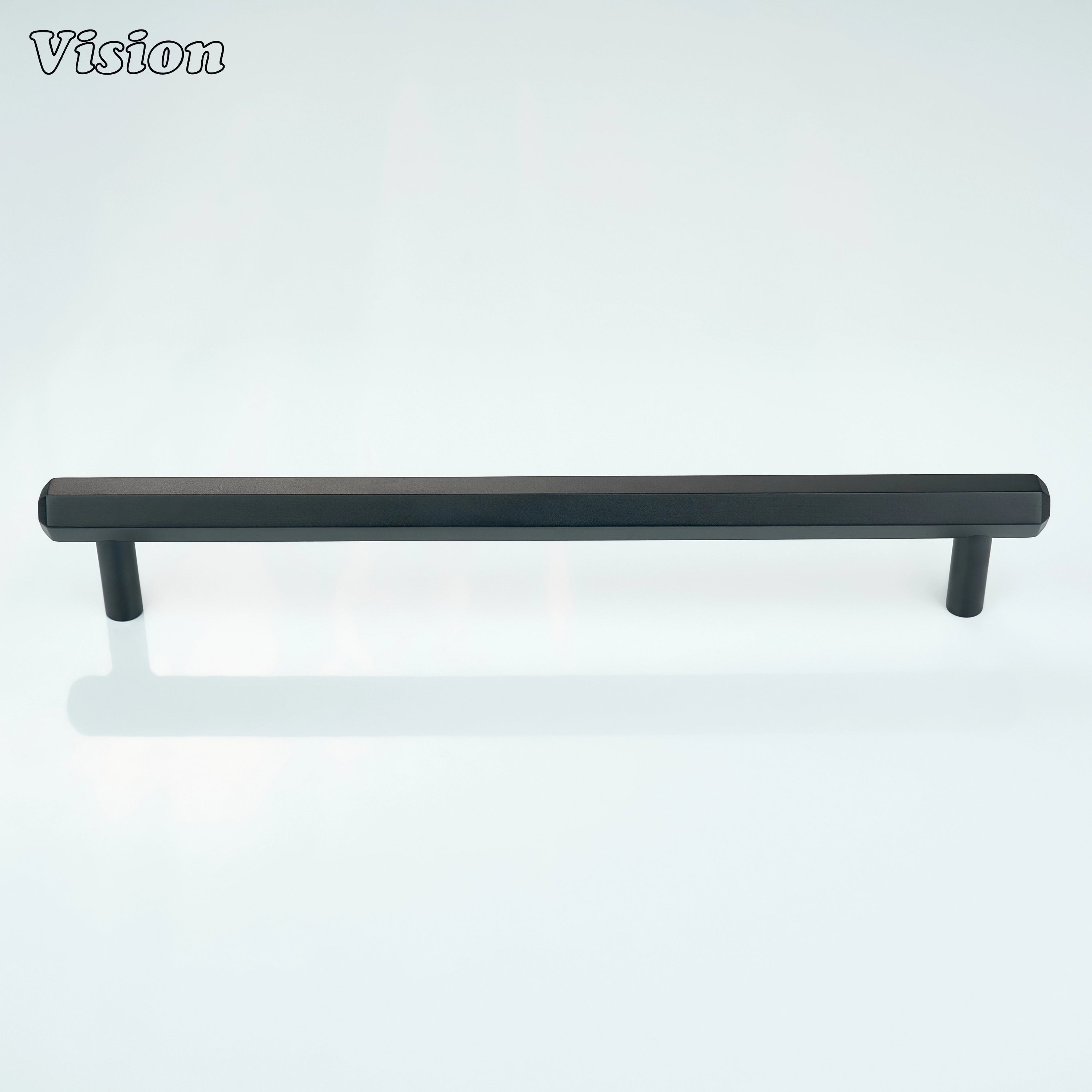 Plain Black cabinet handle with hexagonal bar shape and round legs for kitchen drawers