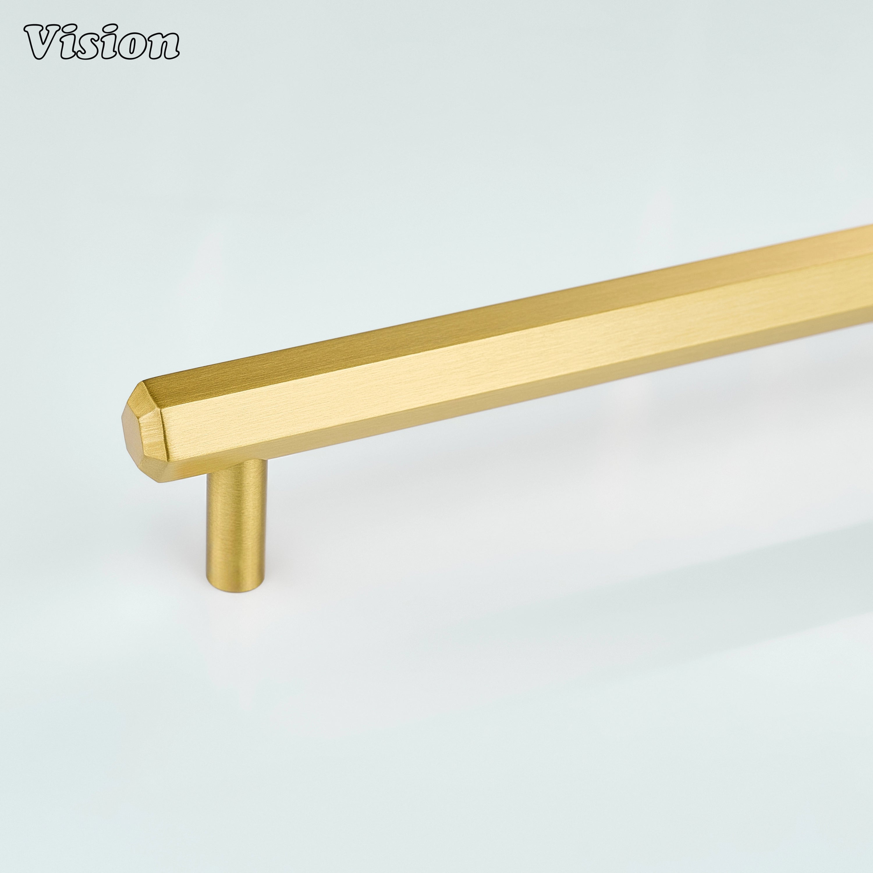 Gold cabinet handle with plain hexagonal bar design and round legs for modern kitchen cabinets