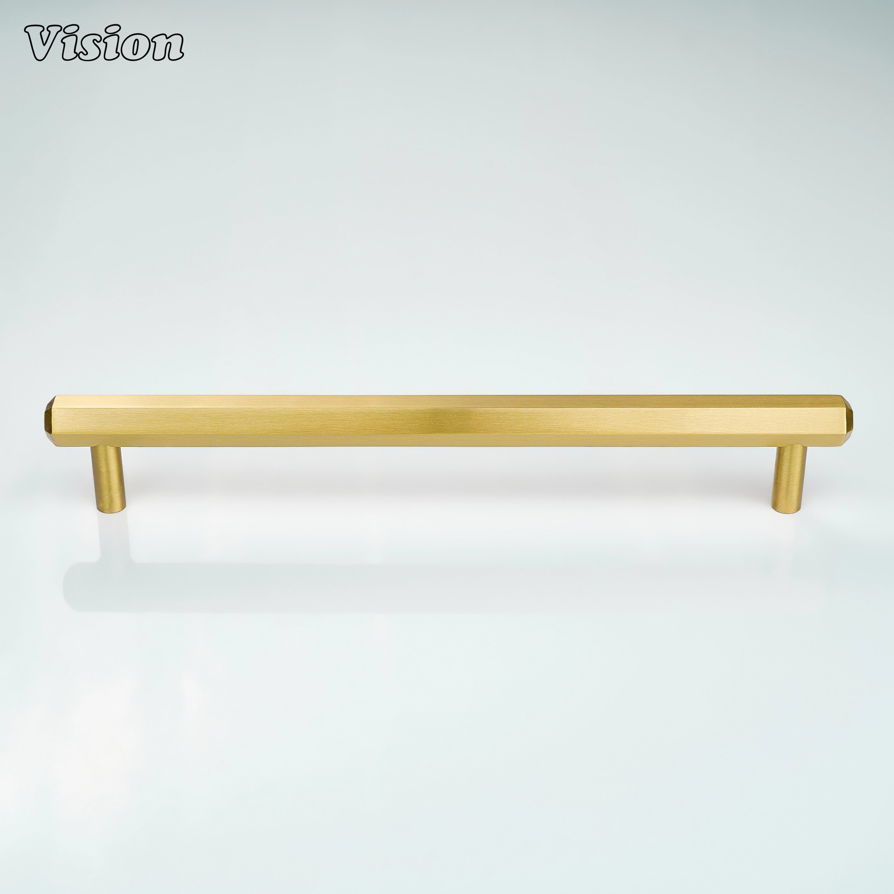 Hexagonal bar gold cabinet handle with plain finish and round legs for contemporary cabinets