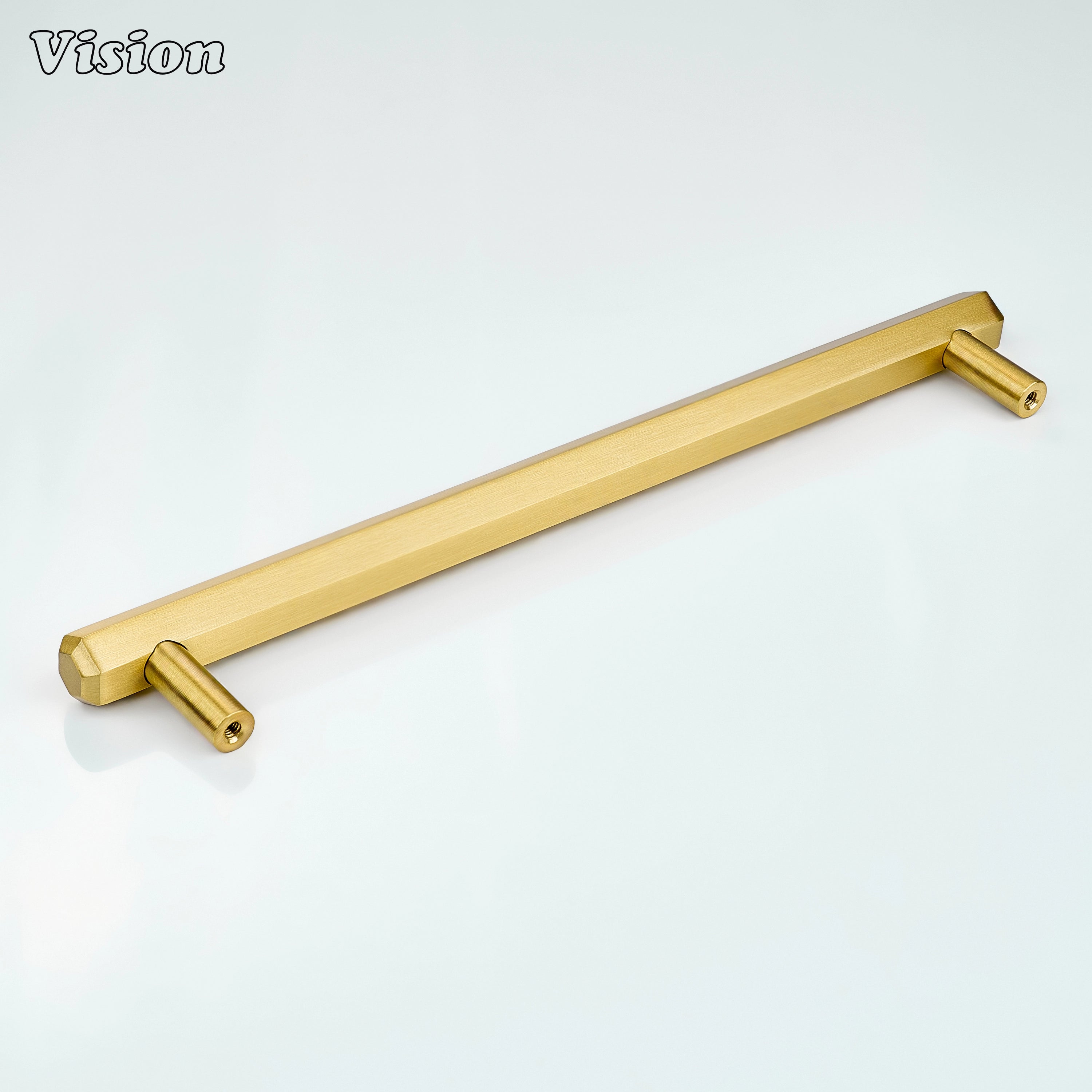 Plain gold cabinet handle with hexagon bar shape and round legs for kitchen drawers