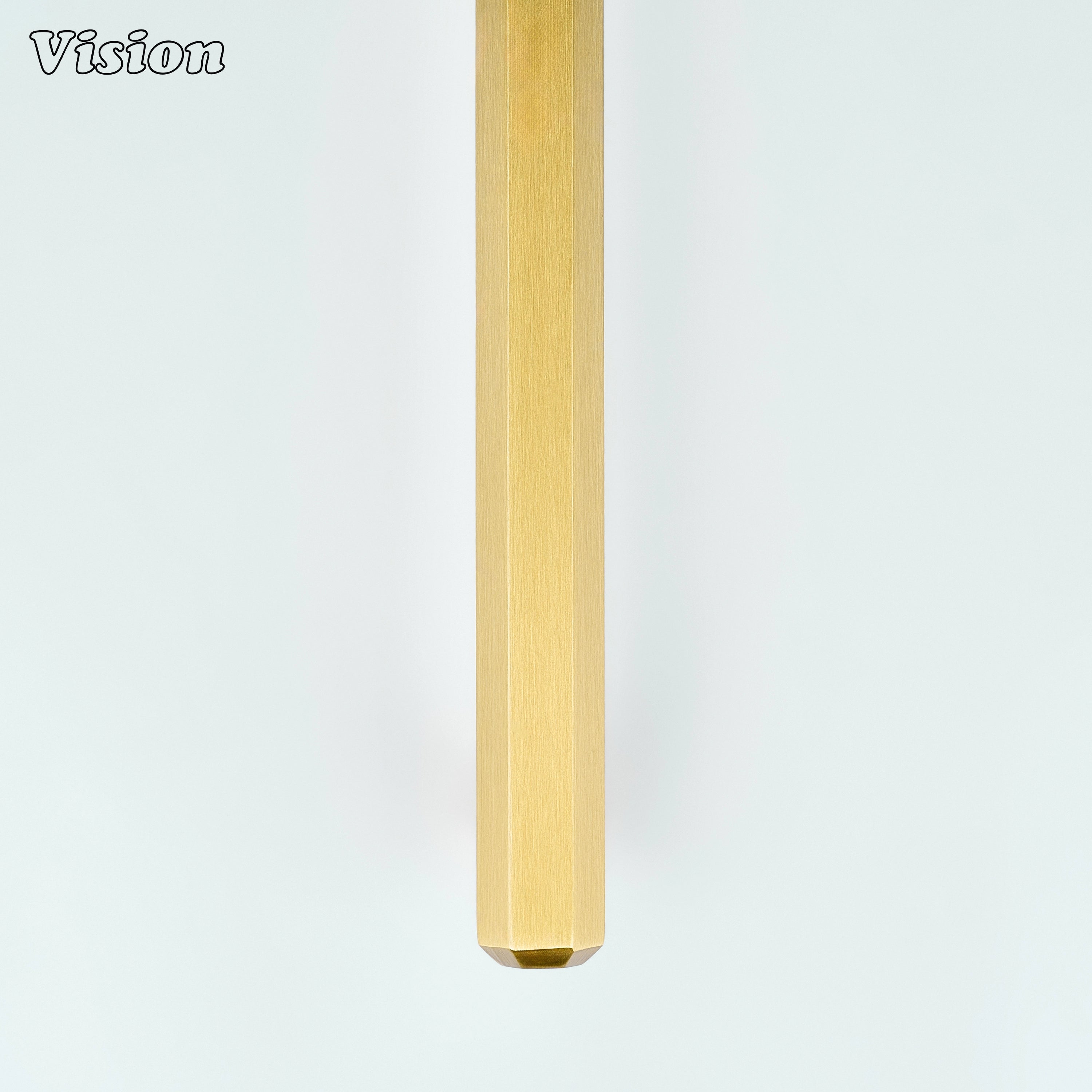 Minimal gold cabinet handle with plain hexagonal bar and cylinder legs for cabinets