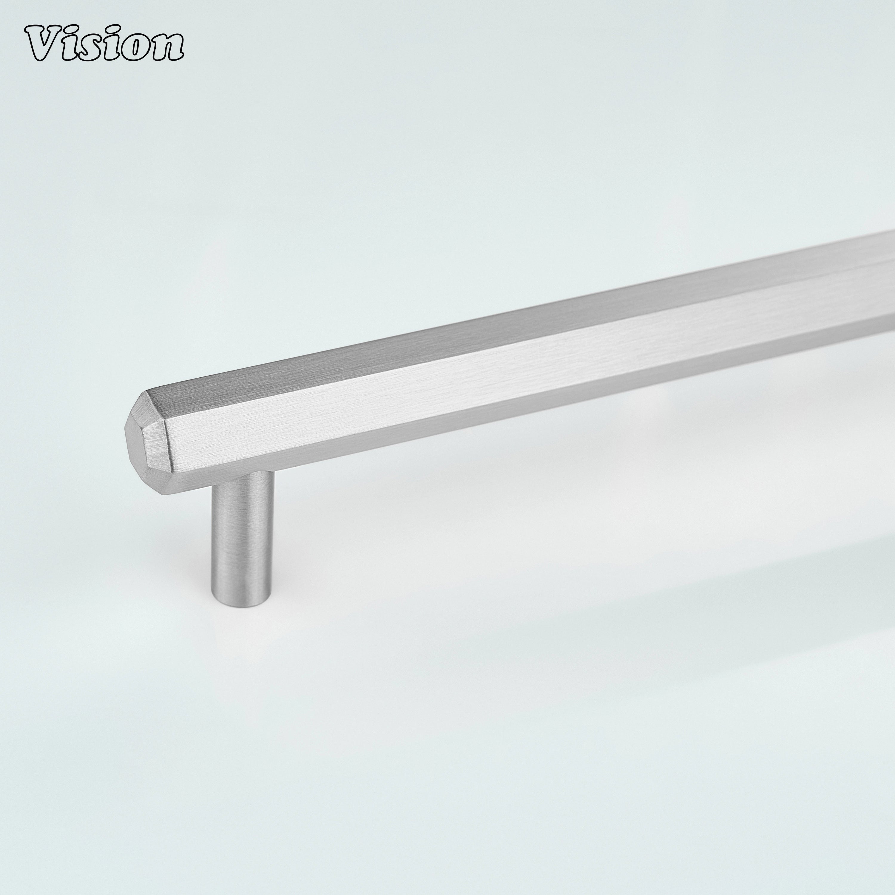 Silver cabinet handle with plain hexagonal bar and round legs for modern cabinets