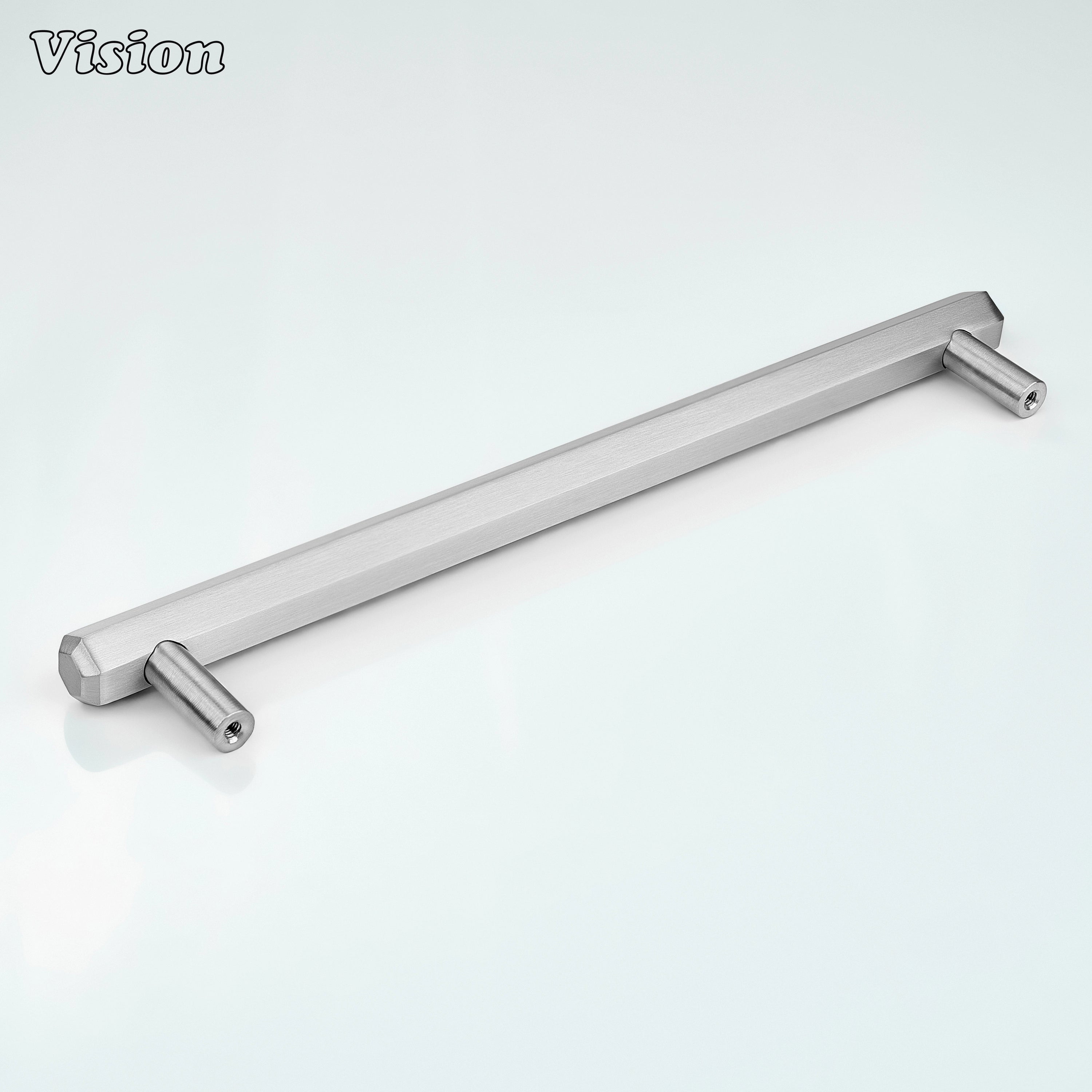 Plain Silver cabinet handle with hexagonal bar shape and round legs for kitchen drawers