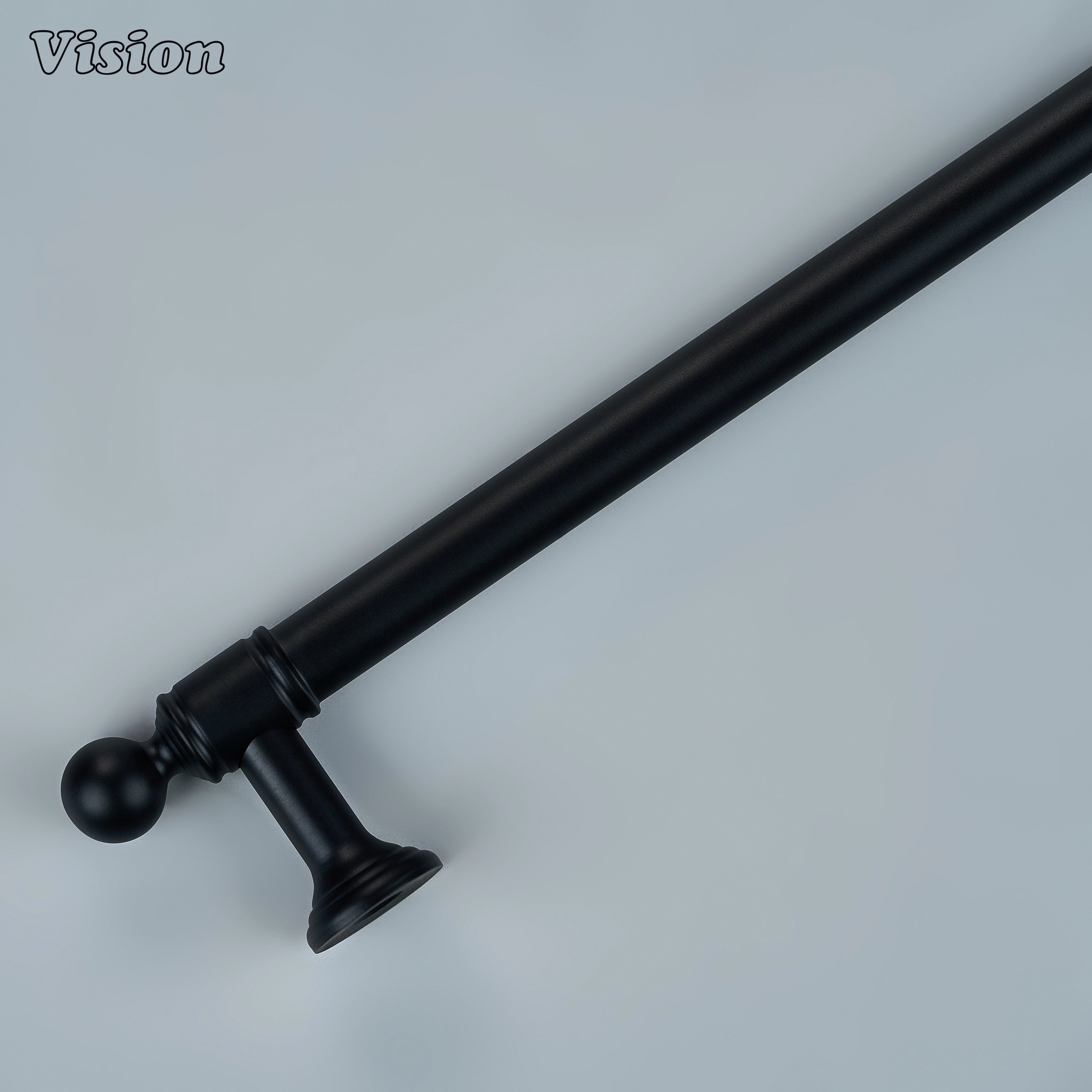 Heavy-duty black brass cabinet pull with geometric profile on custom armoires