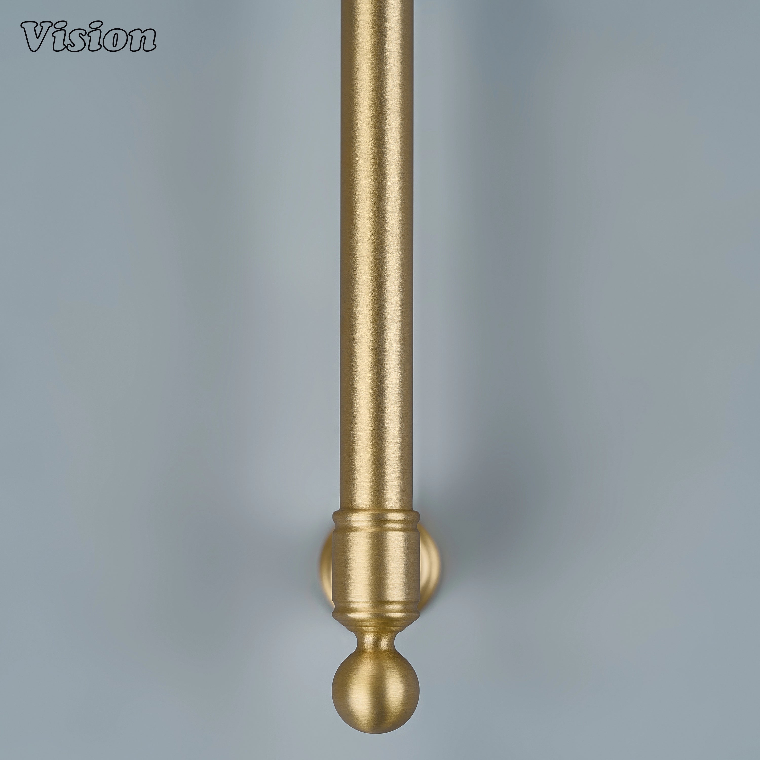 Gold architectural pull featuring step detailing on modern bathroom vanities