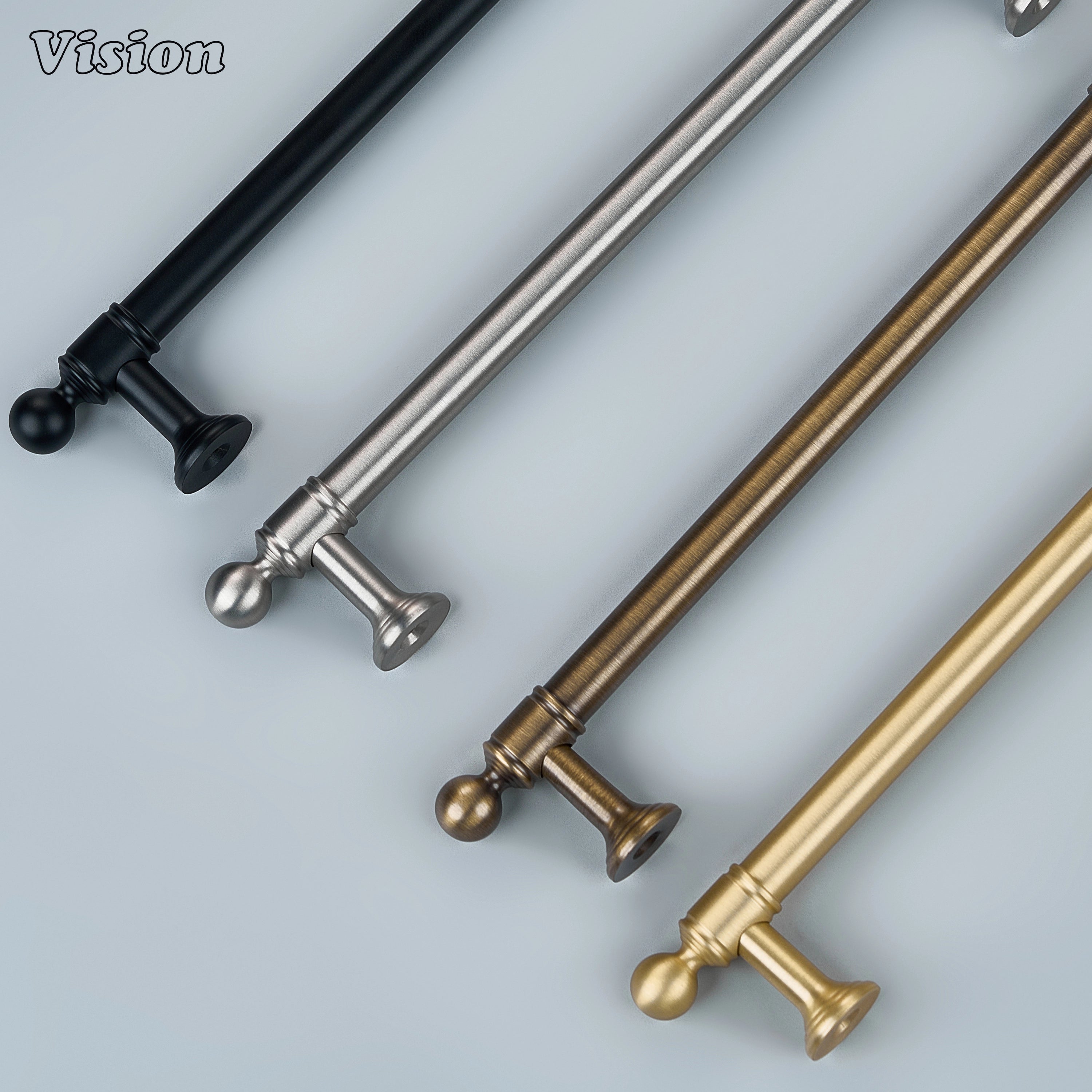Premium gold architectural cabinet pull with structured lines on bathroom vanities