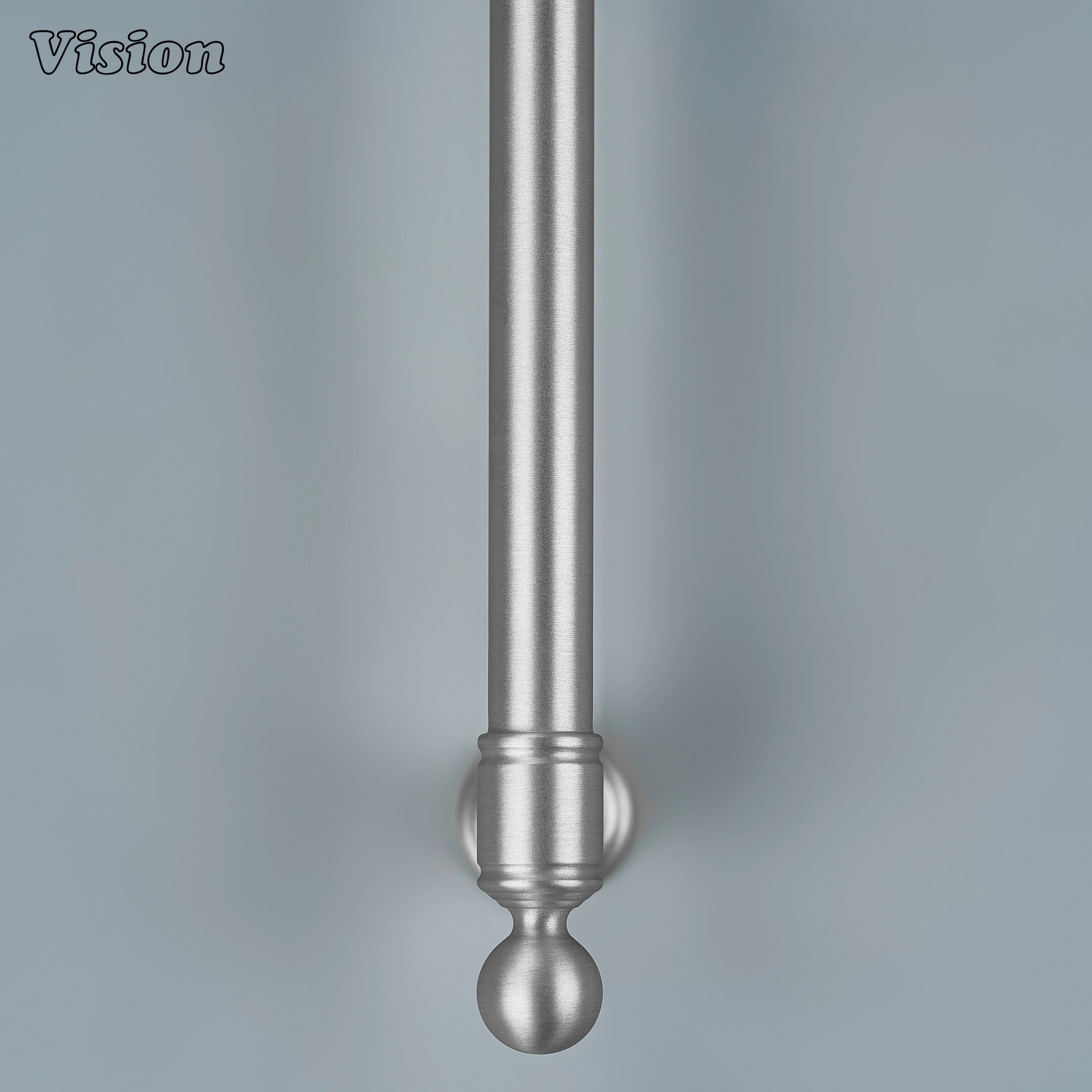 Silver architectural pull featuring step detailing on modern bathroom vanities