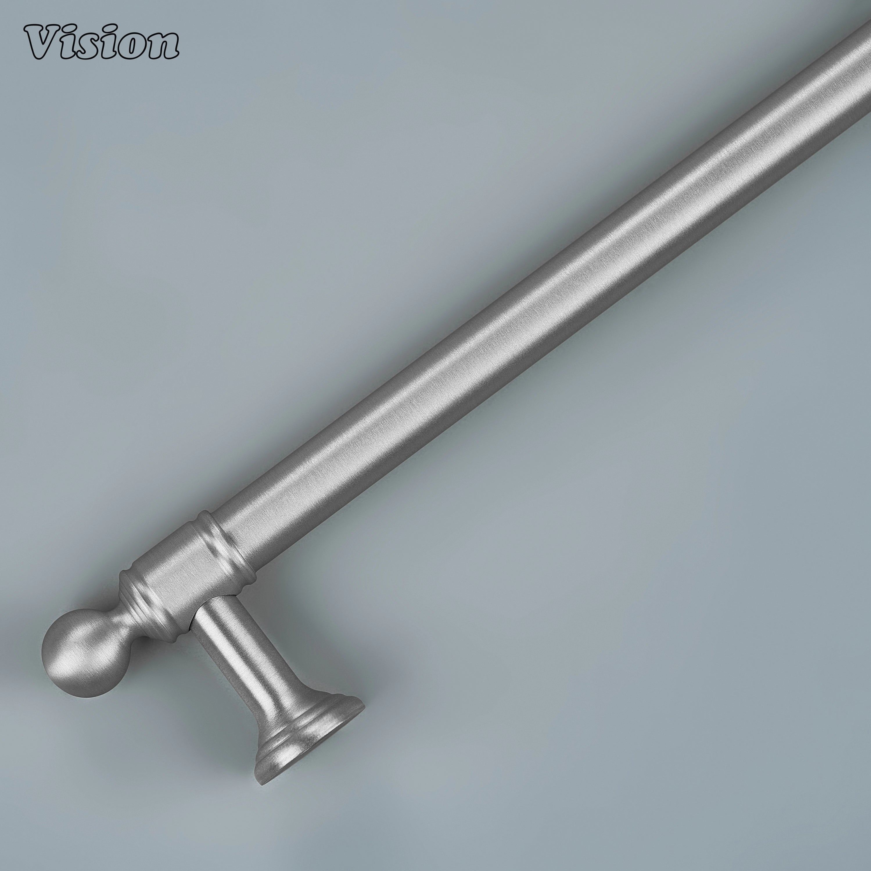 Classic silver tiered cabinet handle on minimalist kitchen drawers