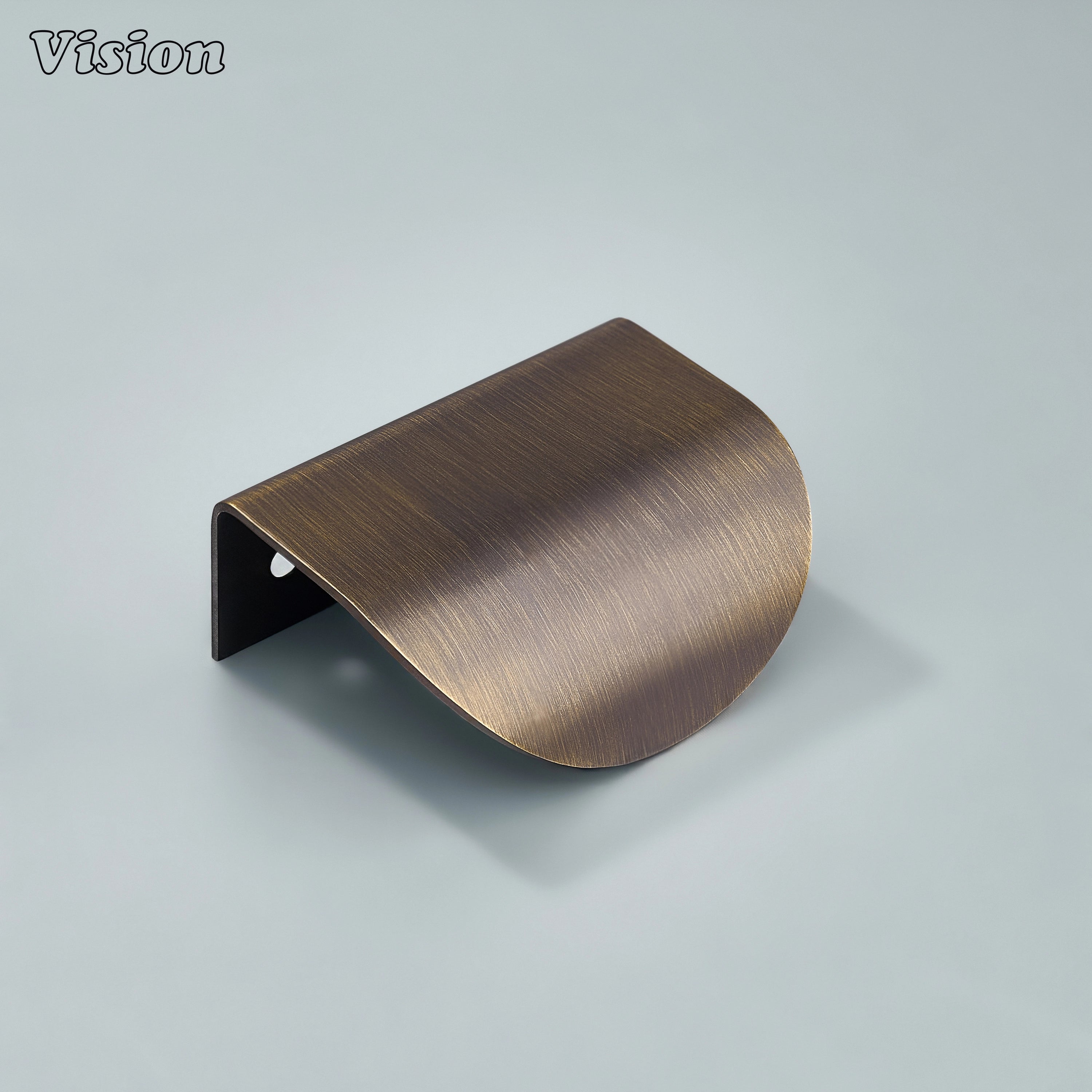 Cabinet handle with plain curved profile in Antique Bronze finish, smooth round edge design for kitchen cabinets