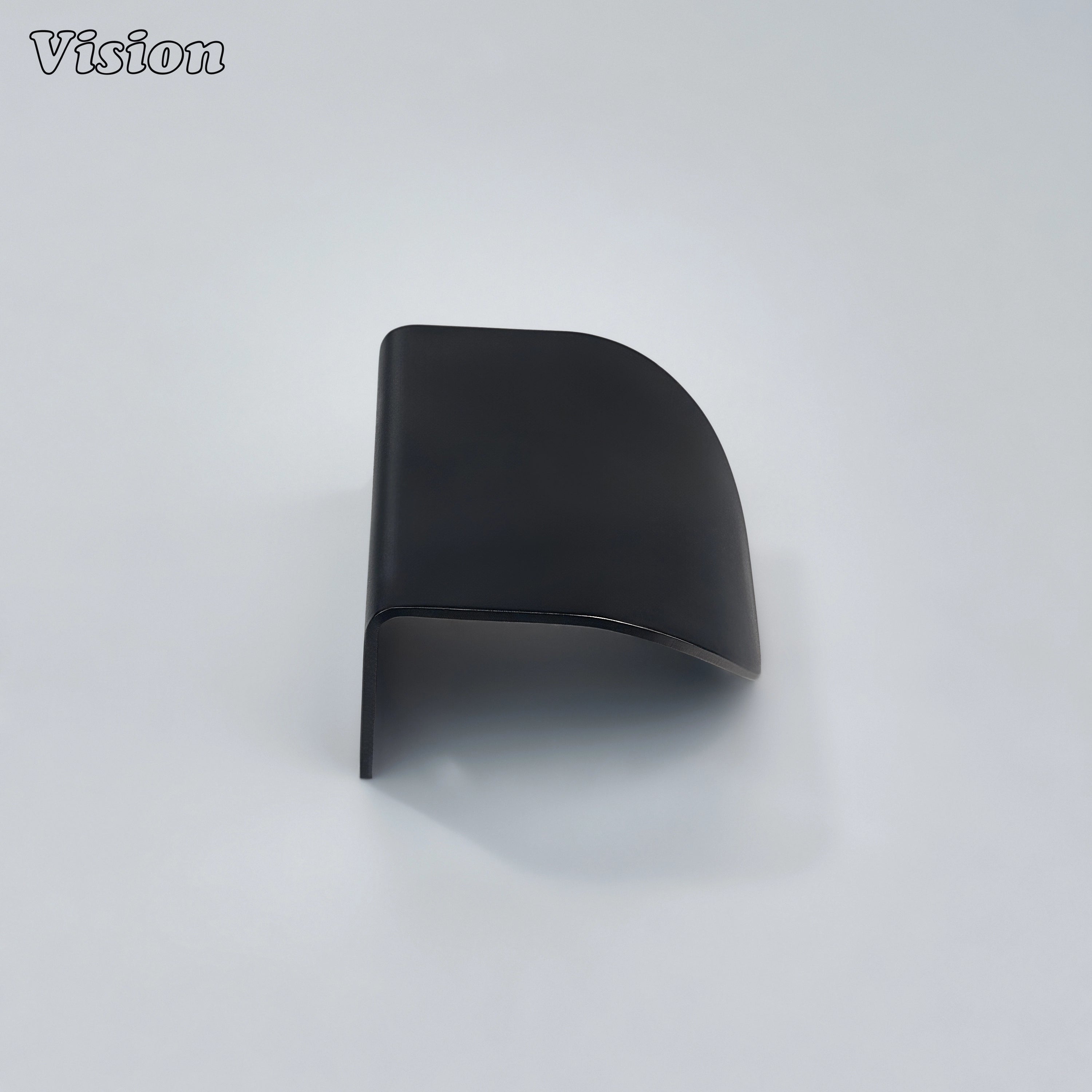 Black cabinet handle featuring a smooth plain curved body and round edges for furniture