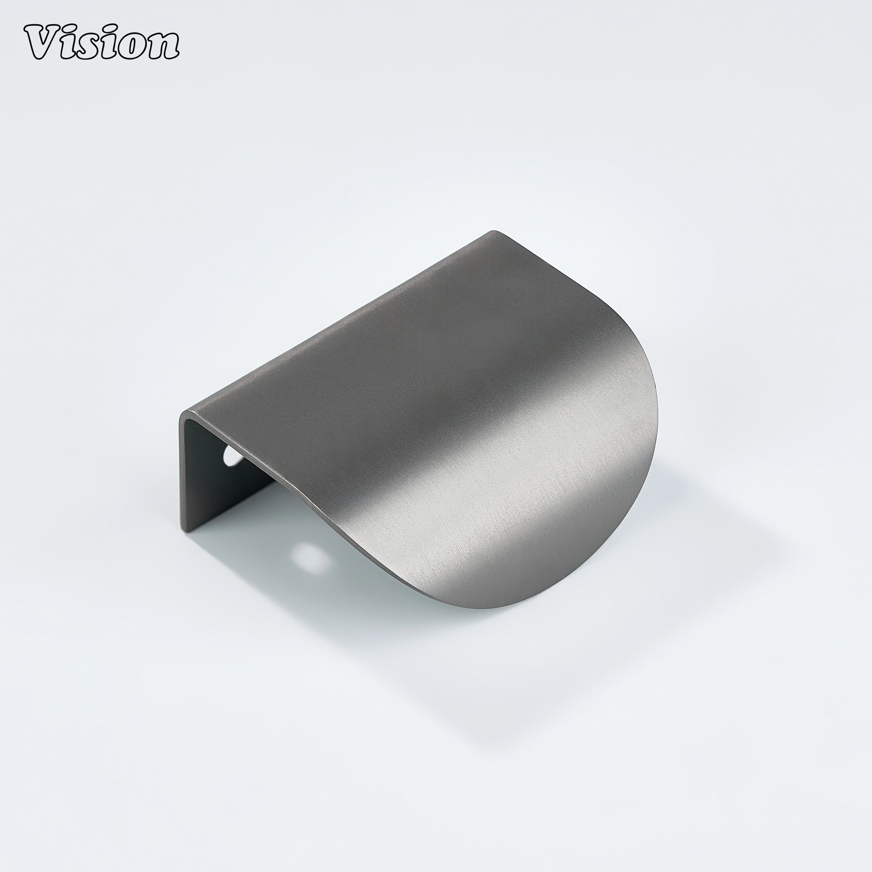 Plain curve cabinet pull in gunmetal finish with smooth round edges, solid brass body for modern cabinets.