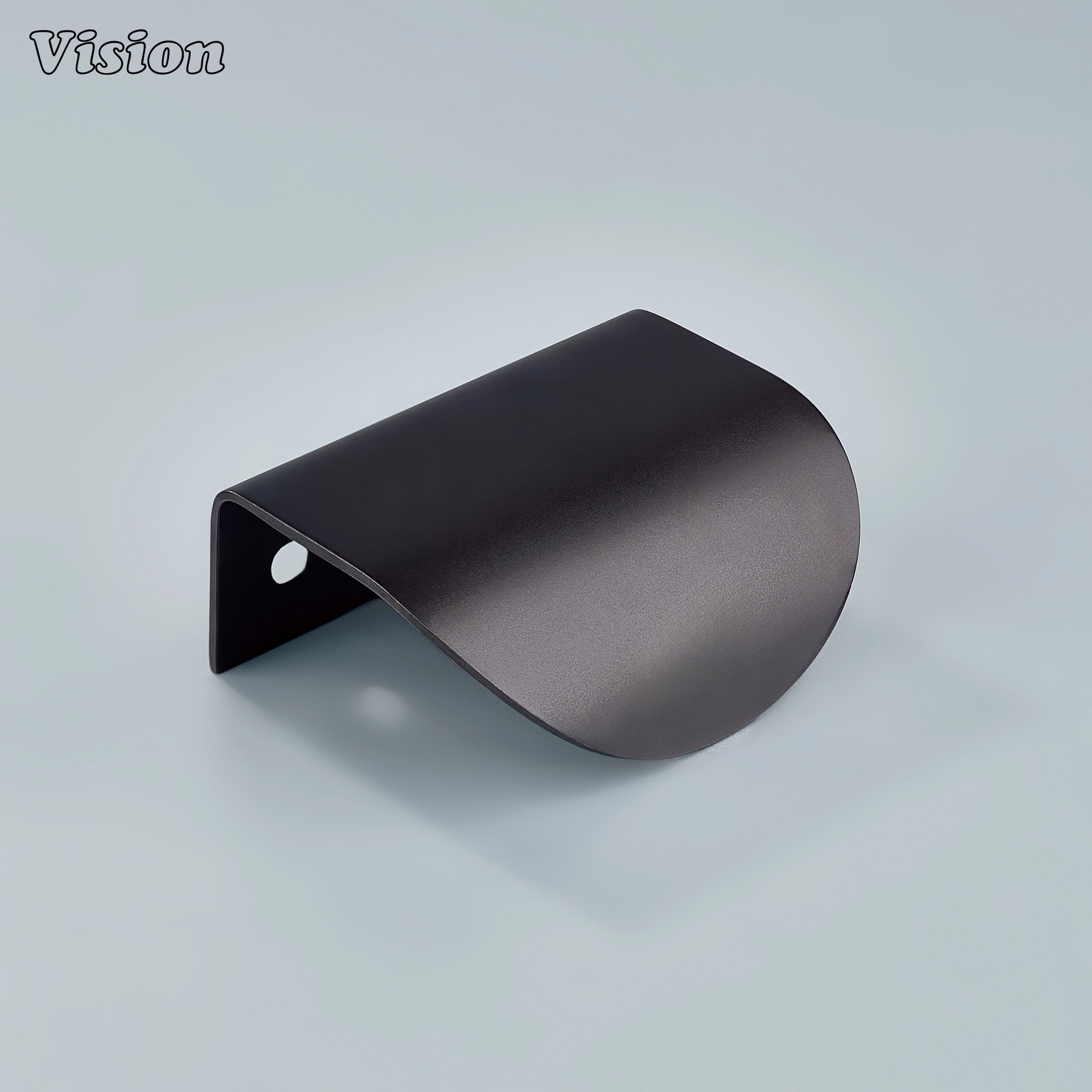 Cabinet handle with plain curved profile in Oil Rubbed Bronze finish, smooth round edge design for cabinets